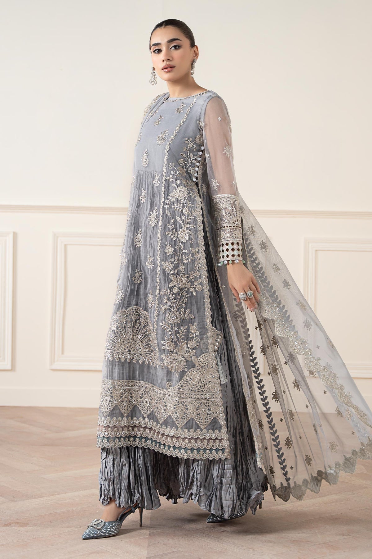 3 Piece Embroidered Organza Suit