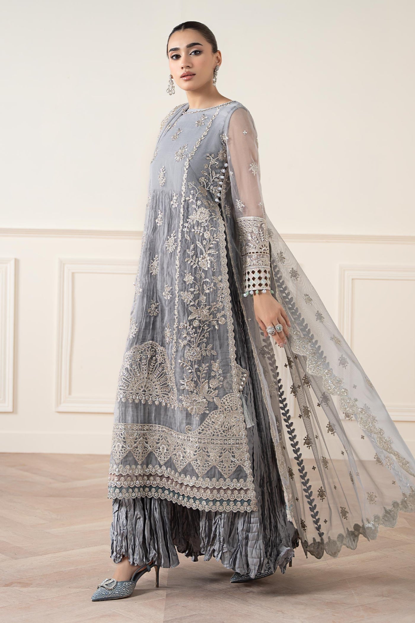 3 Piece Embroidered Organza Suit