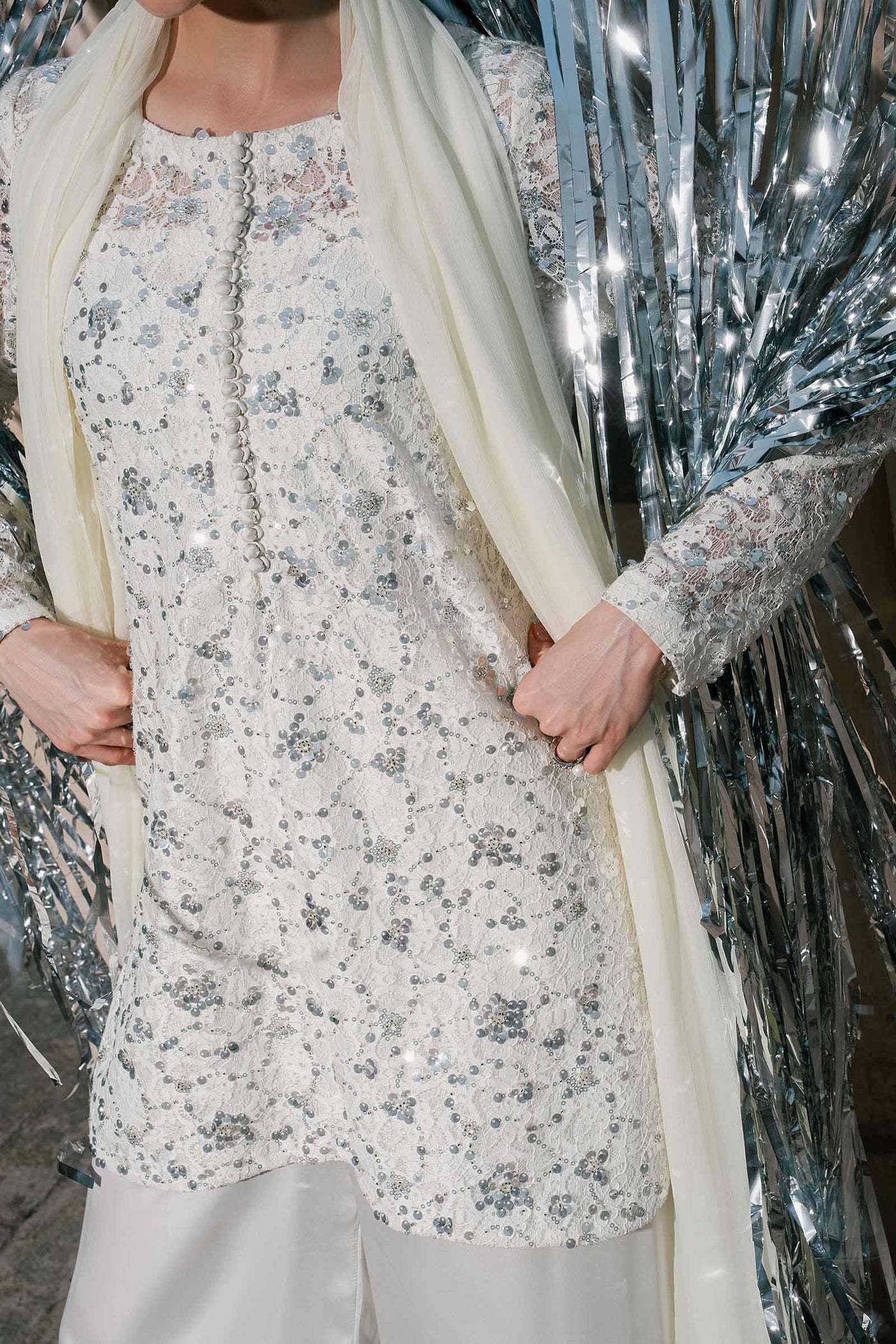 3 Piece Embroidered Net Suit