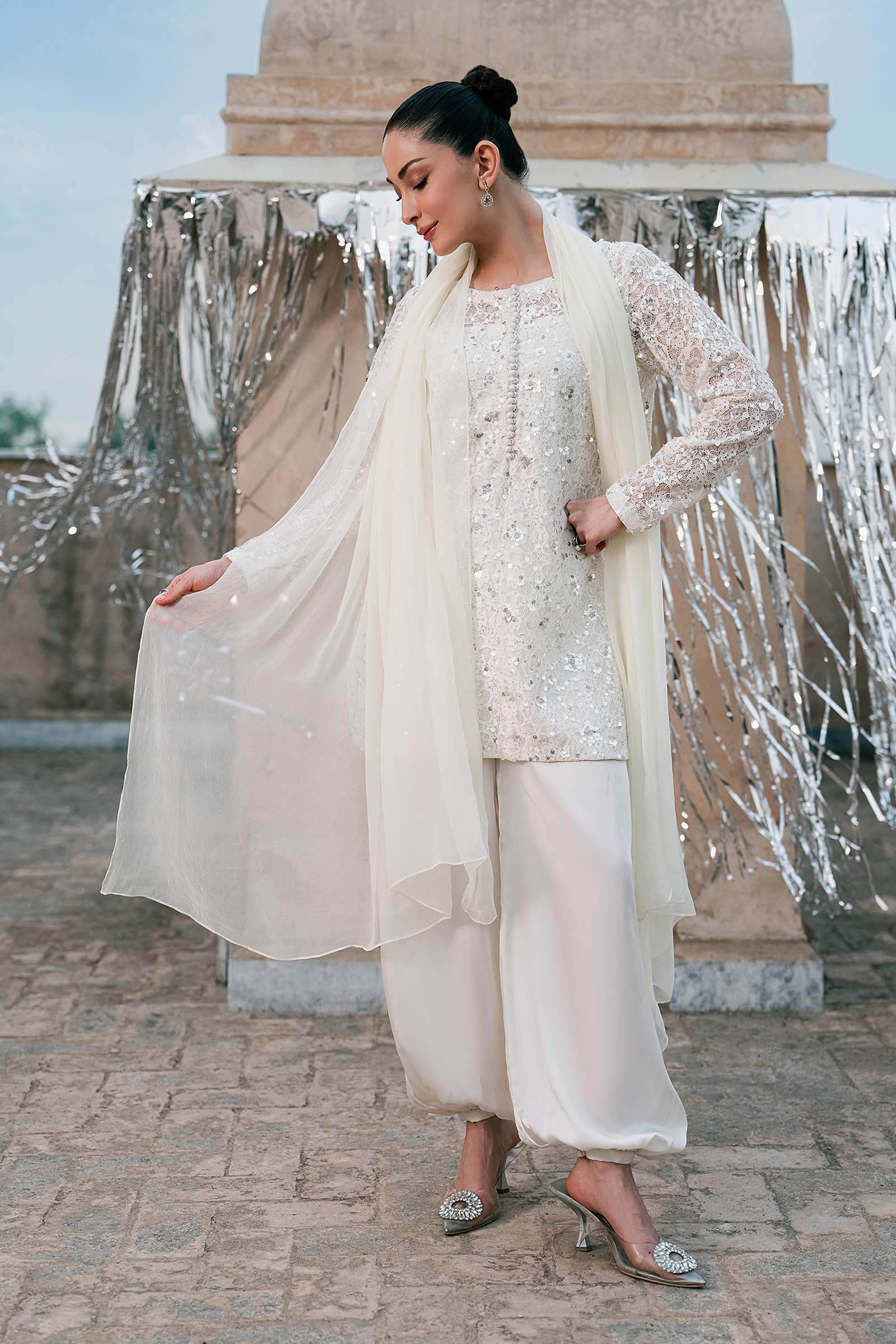 3 Piece Embroidered Net Suit
