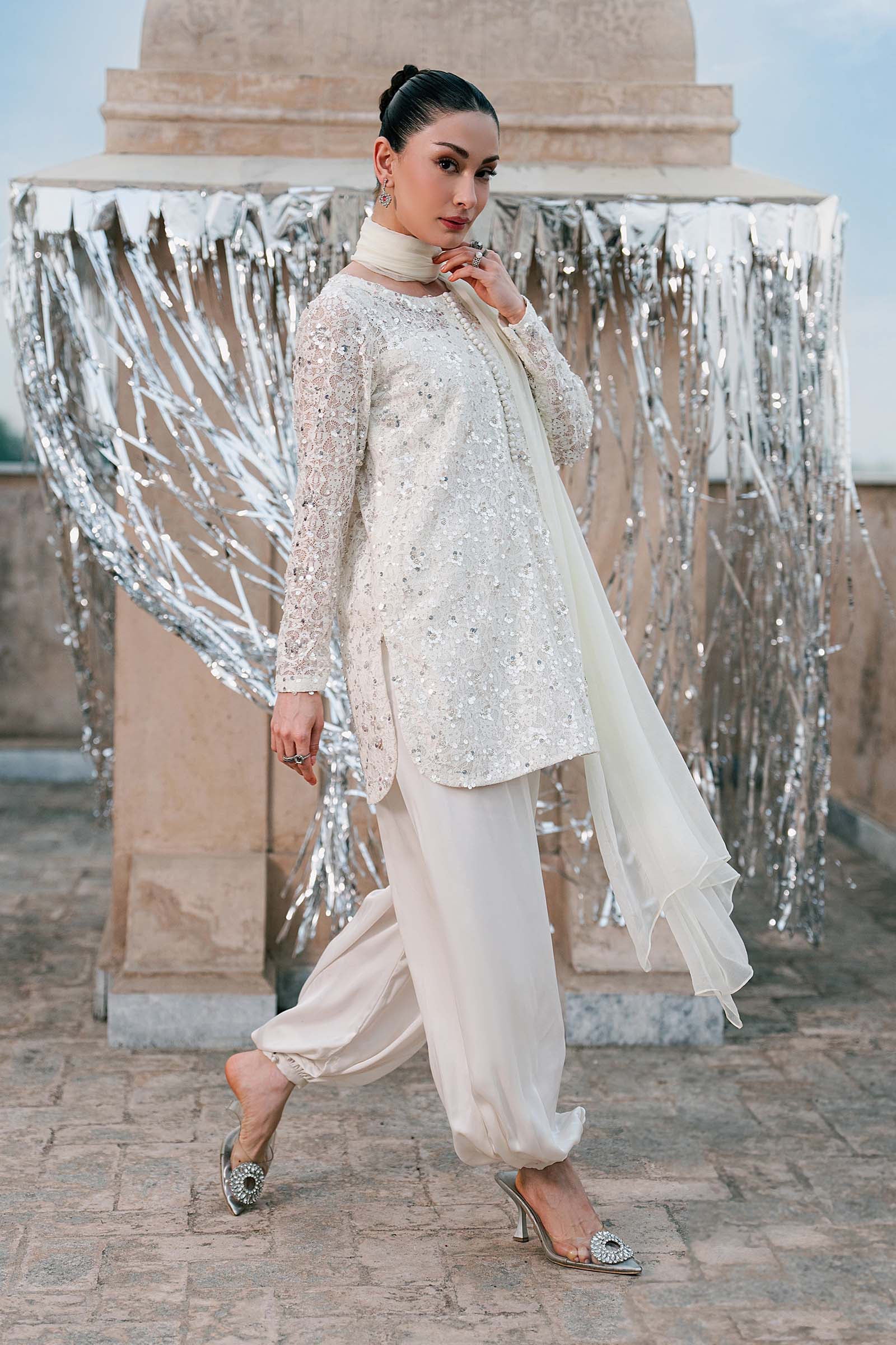 3 Piece Embroidered Net Suit