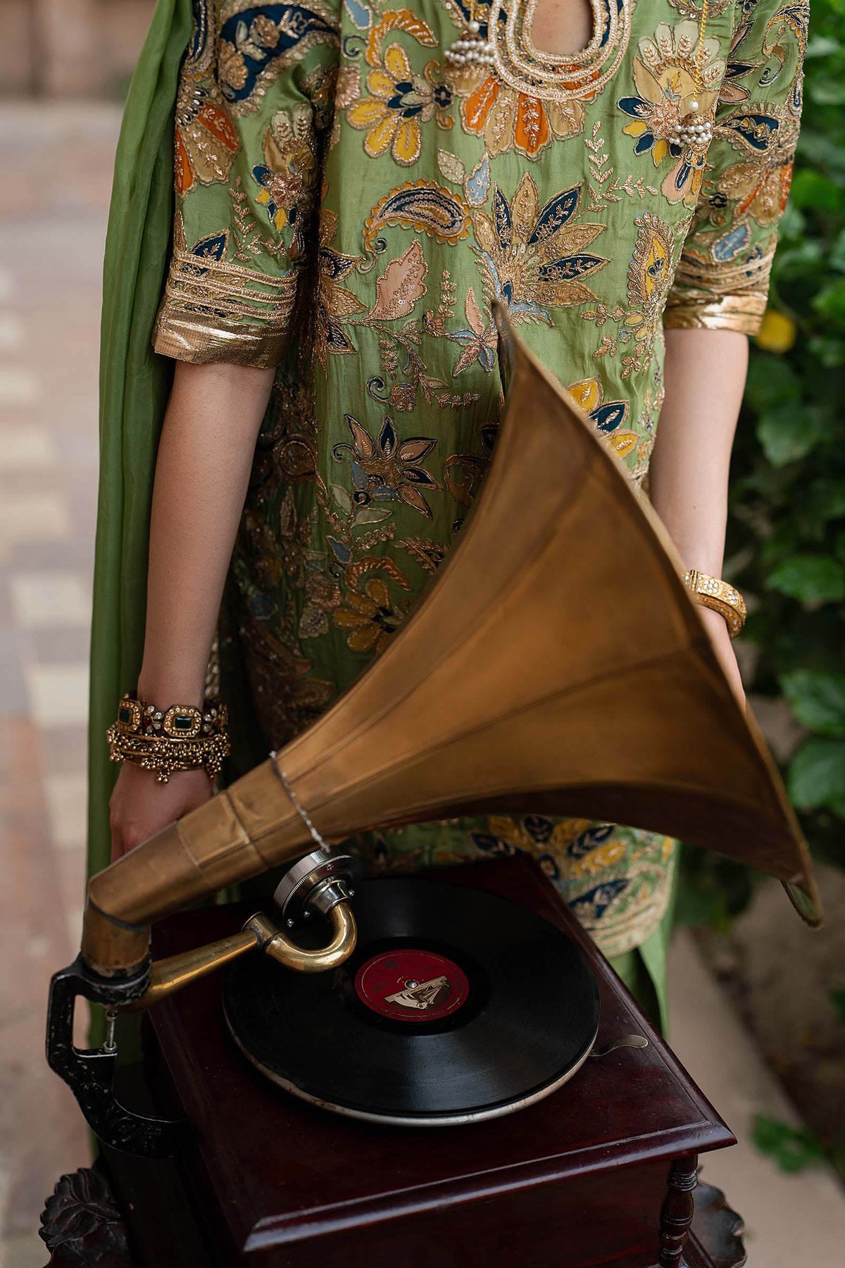 3 Piece Embroidered Raw Silk Suit