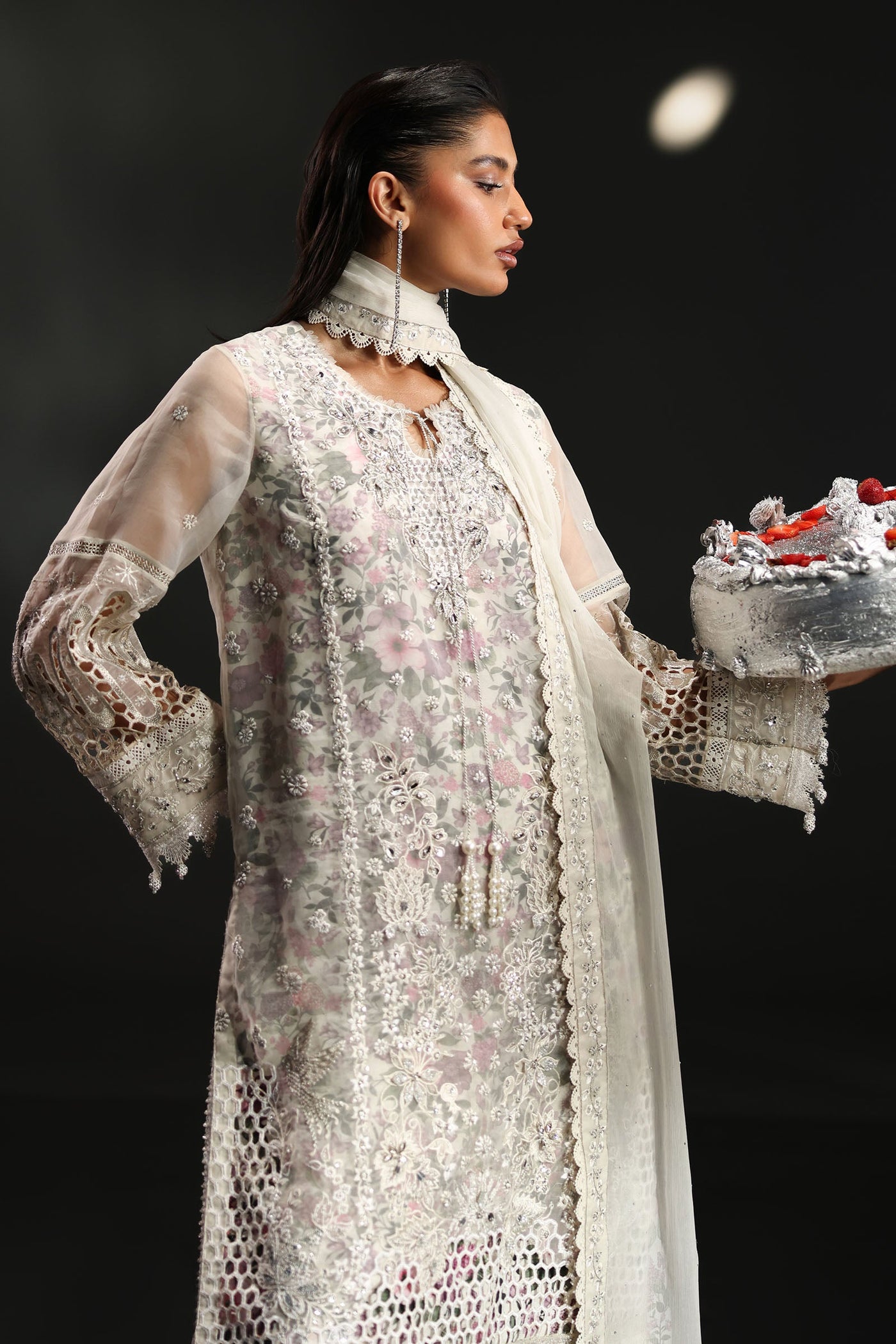 3 Piece Embroidered Organza Suit