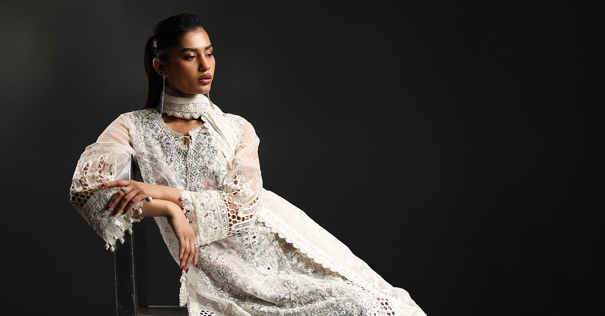 3 Piece Embroidered Organza Suit