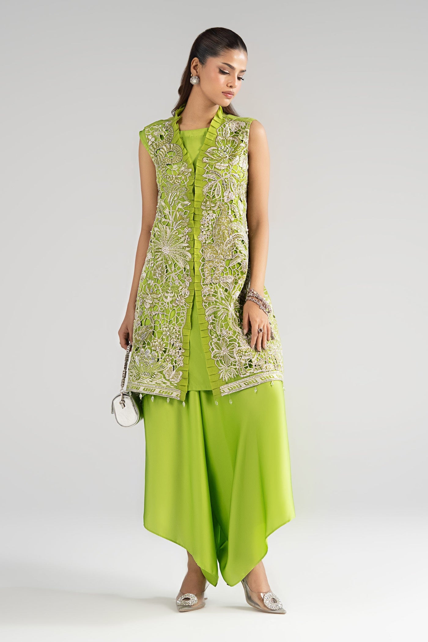 3 Piece Embroidered Organza Suit