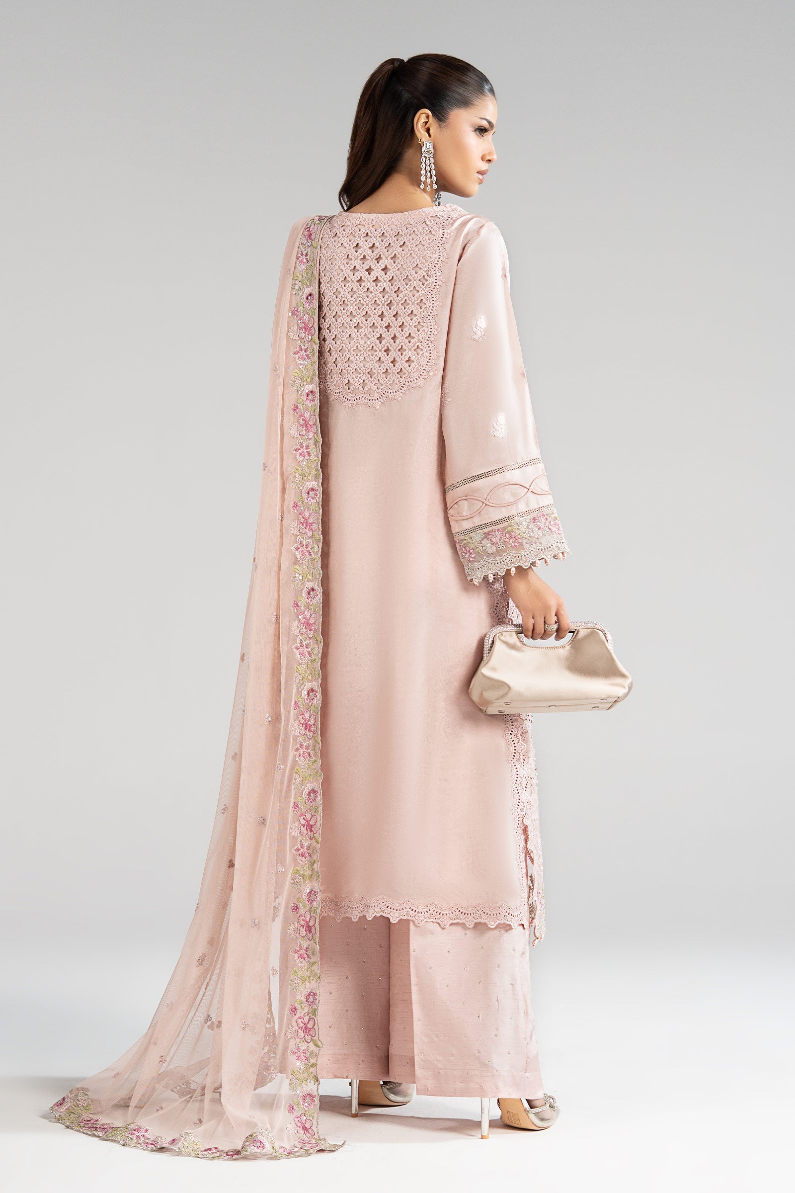 3 Piece Embroidered Tissue Silk Suit