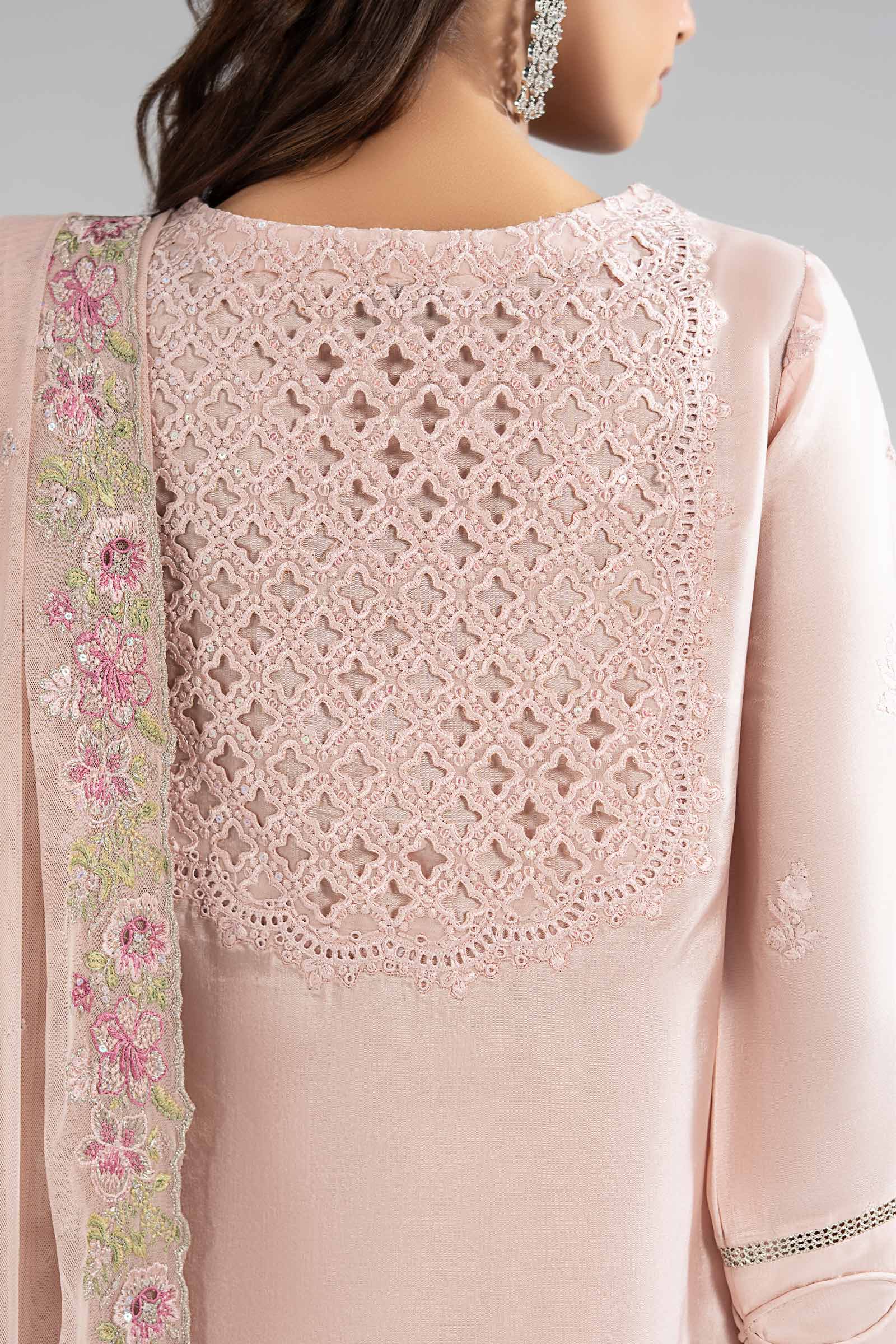 3 Piece Embroidered Tissue Silk Suit