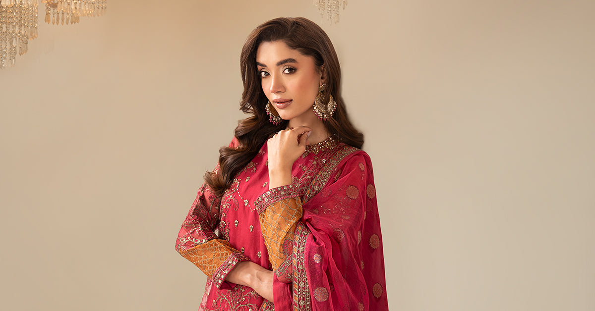 3 Piece Embroidered Organza Suit