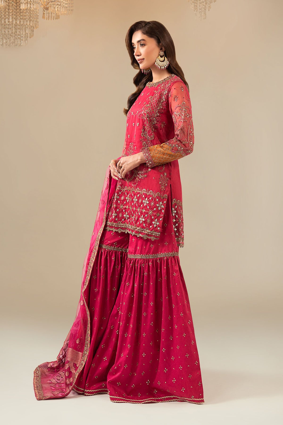 3 Piece Embroidered Organza Suit