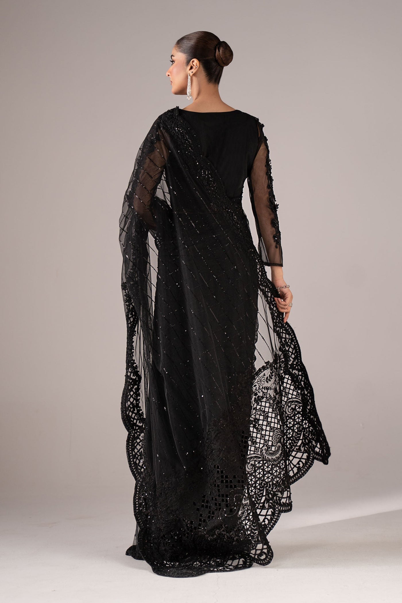 Embroidered Net Saree