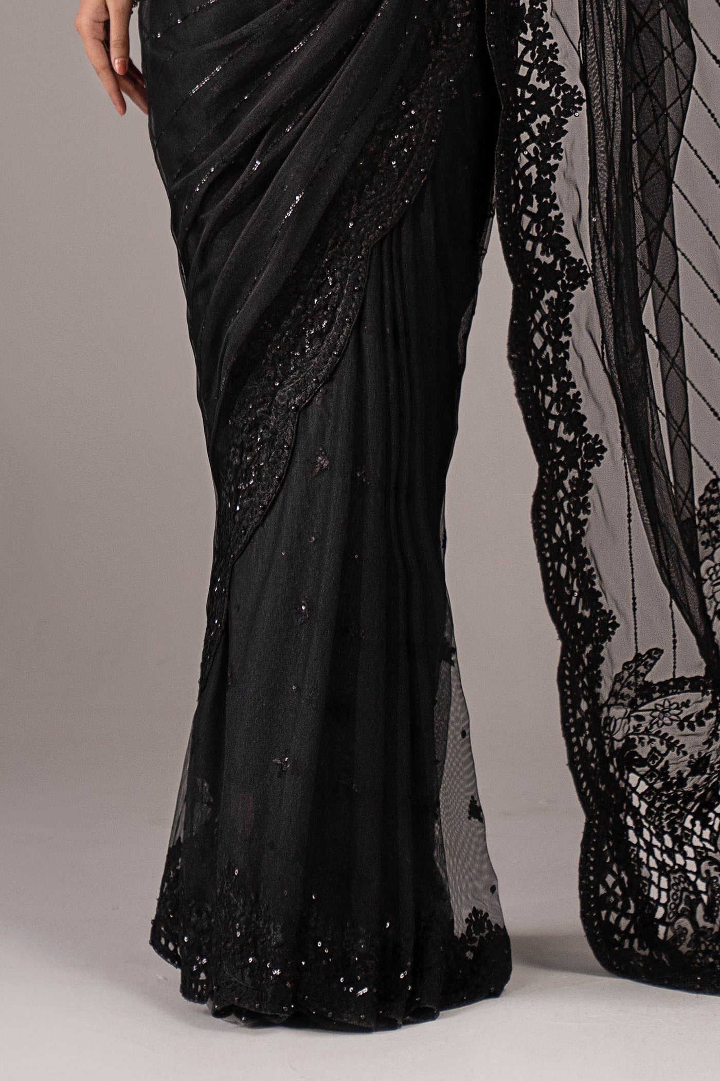 Embroidered Net Saree