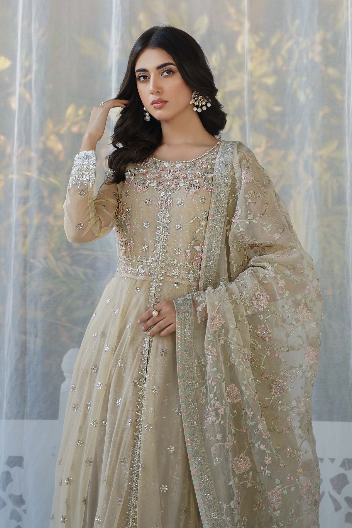 3 Piece Embroidered Net Suit