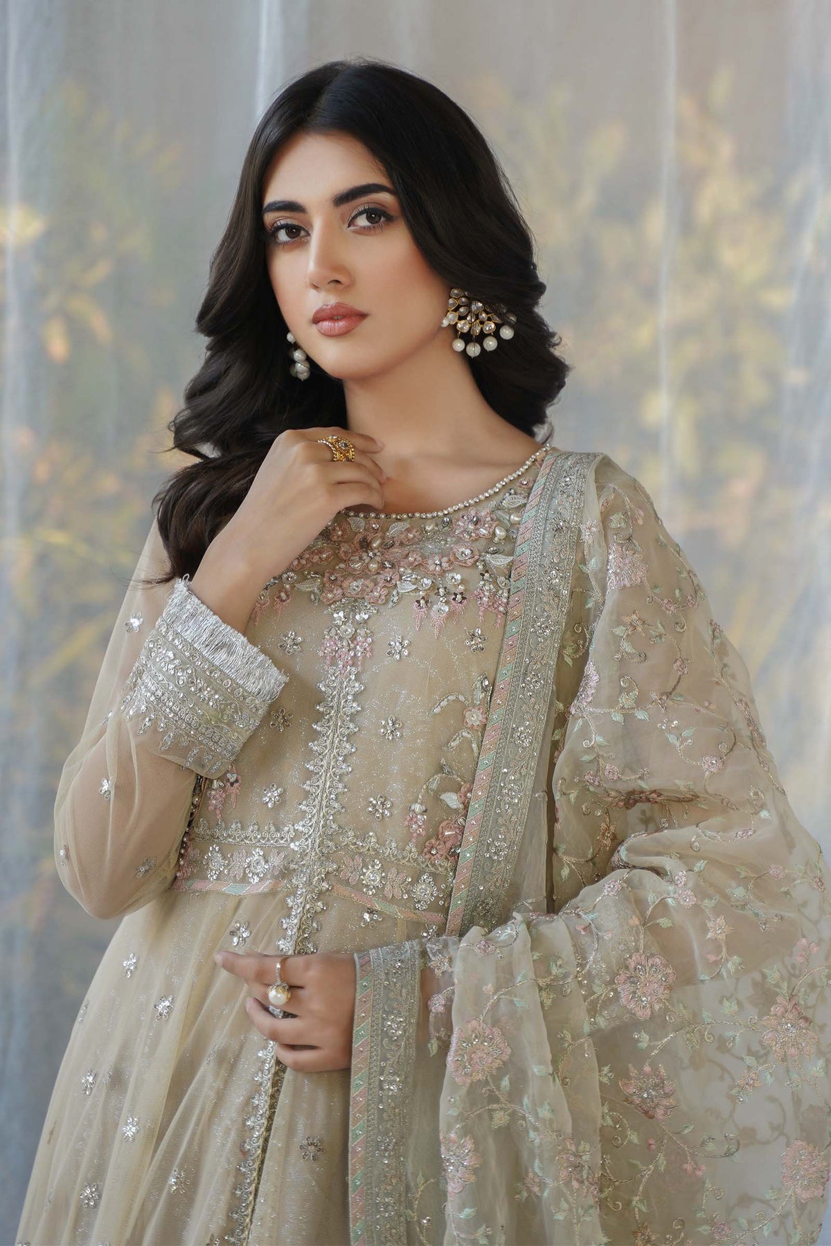 3 Piece Embroidered Net Suit