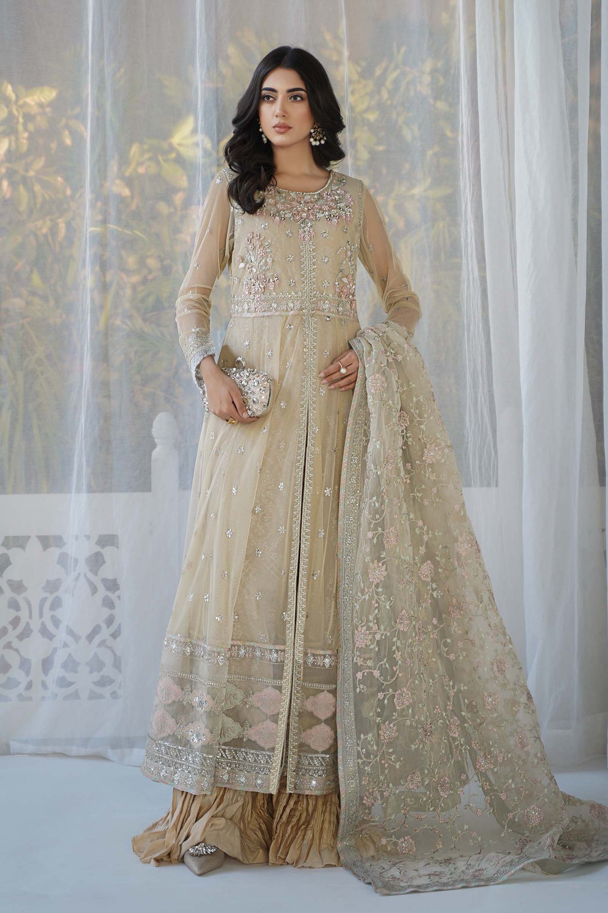 3 Piece Embroidered Net Suit