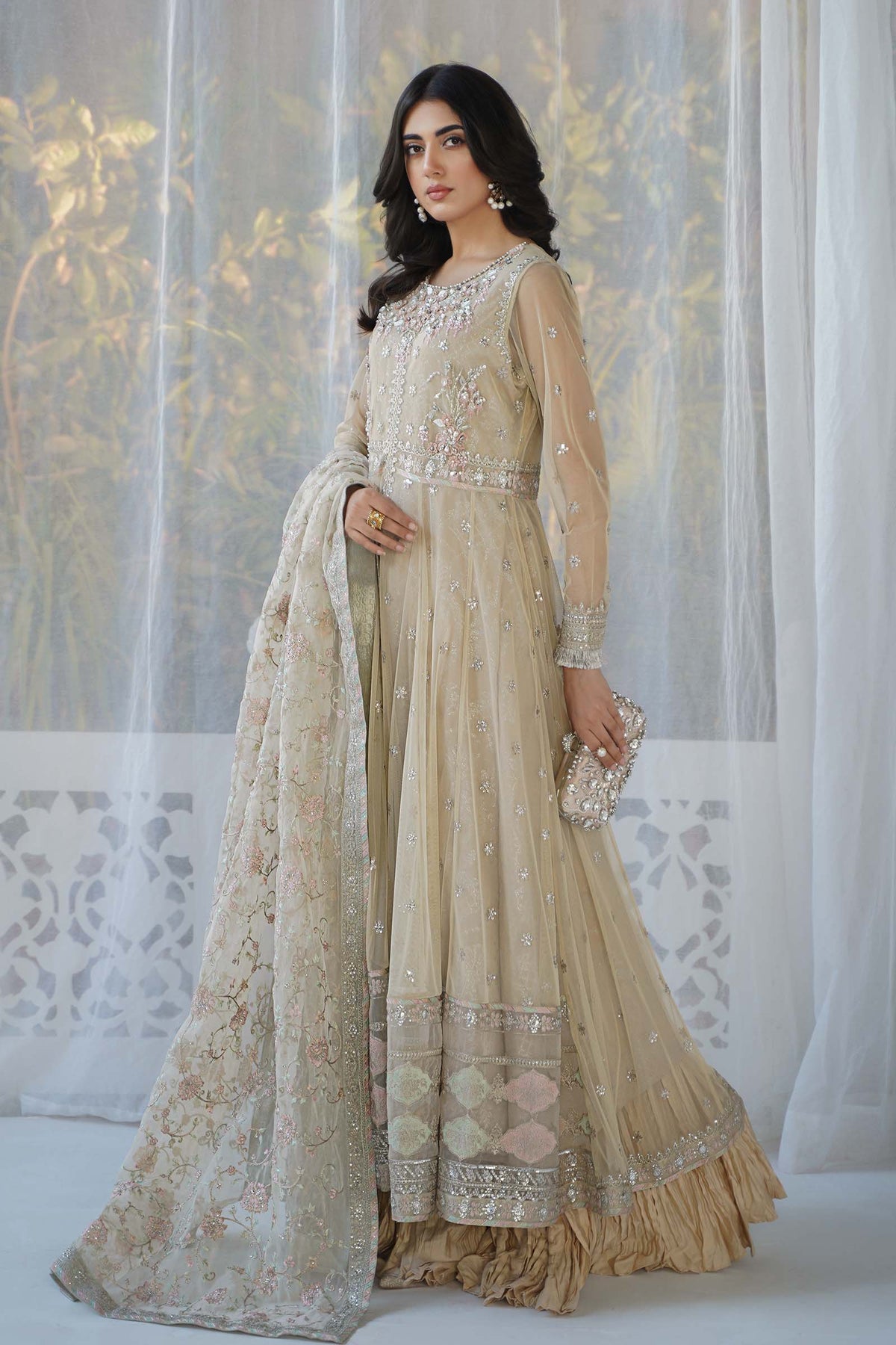 3 Piece Embroidered Net Suit
