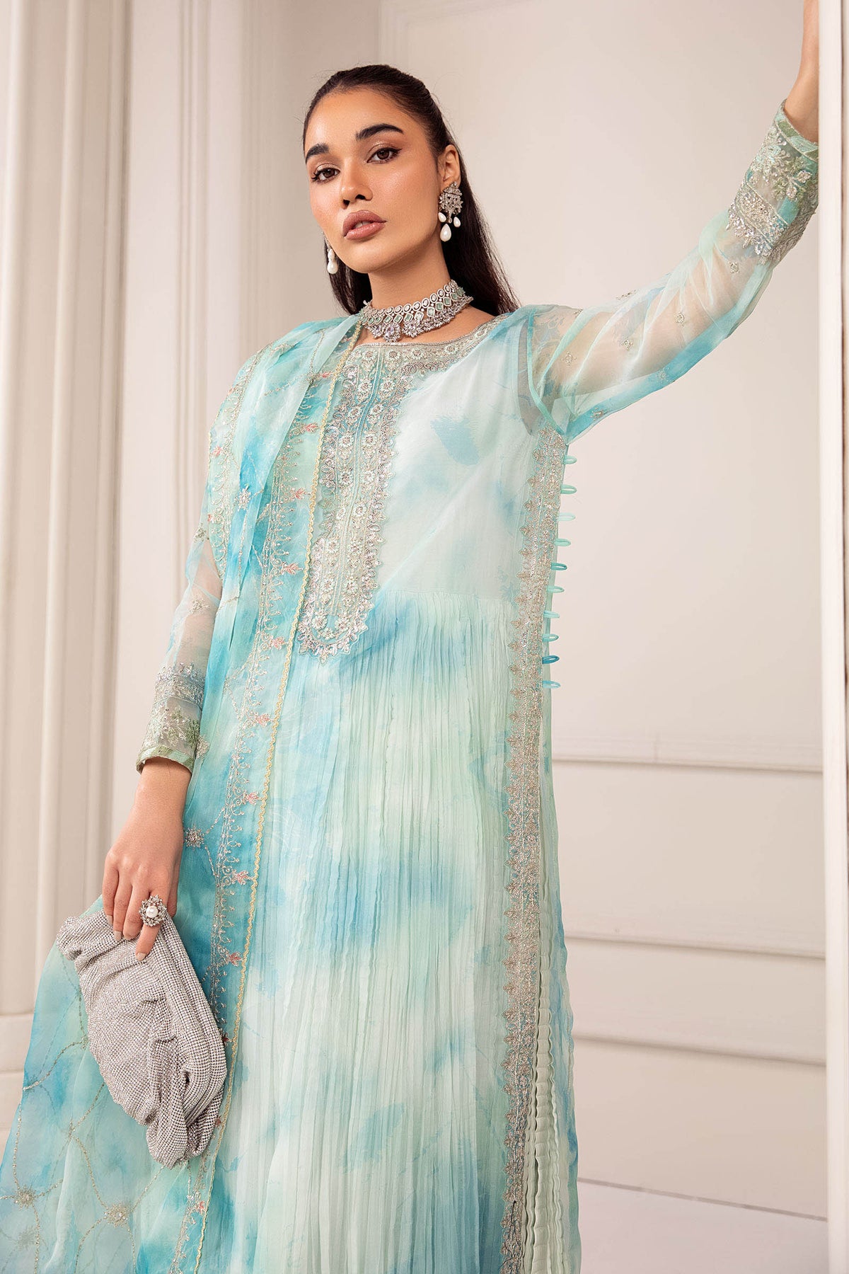 3 Piece Embroidered Organza Suit - SF420R1-ESM-FRZ