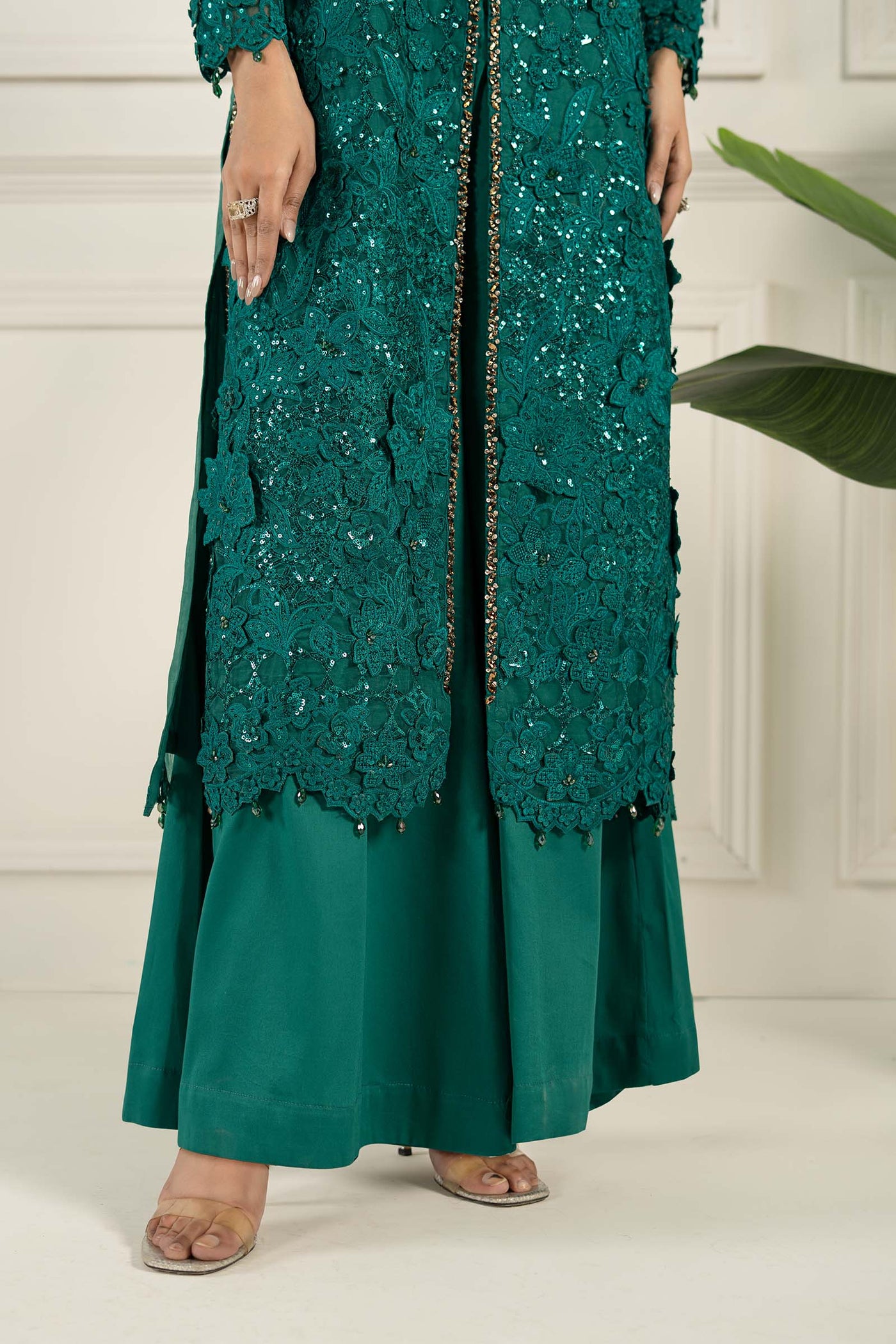 3 Piece Embroidered Organza Suit