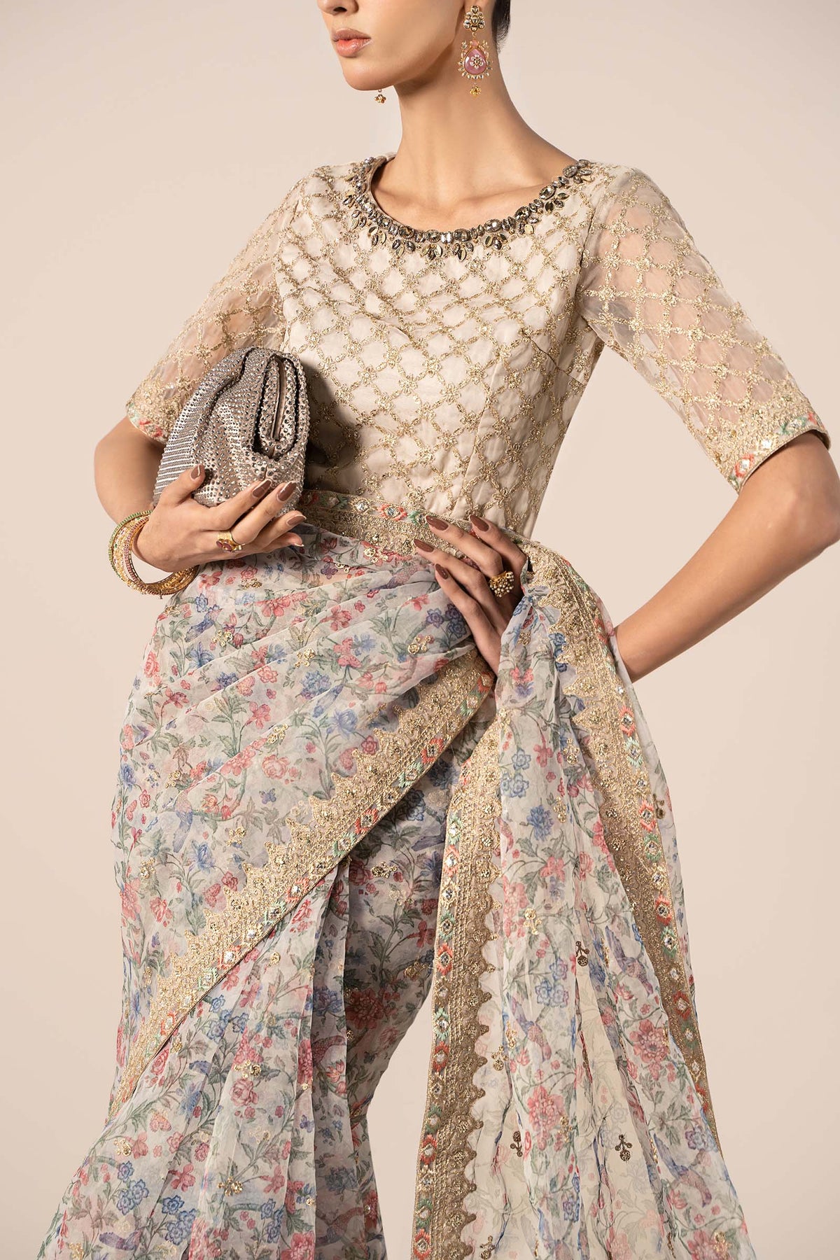Embroidered Organza Saree