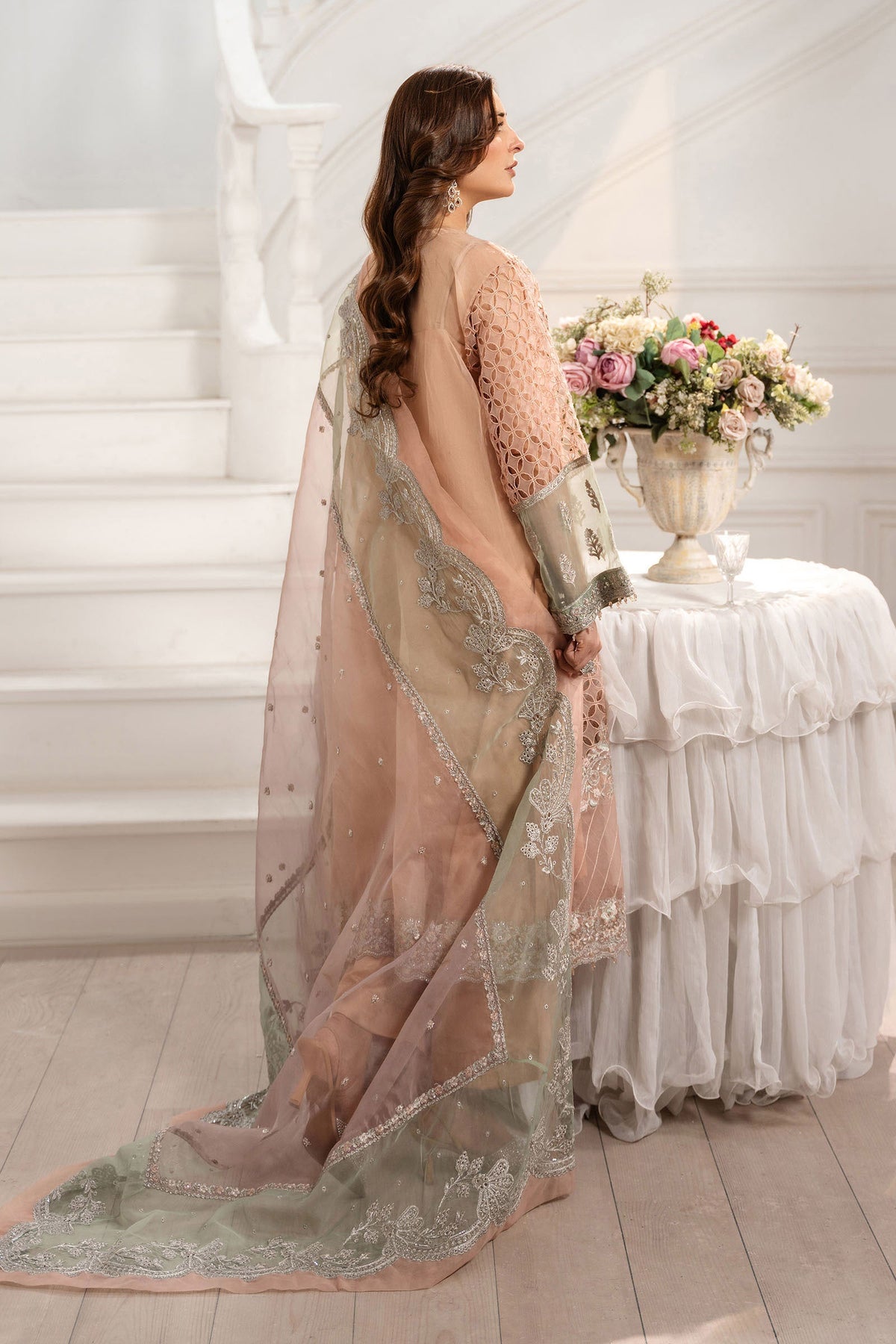 3 Piece Embroidered Organza Suit