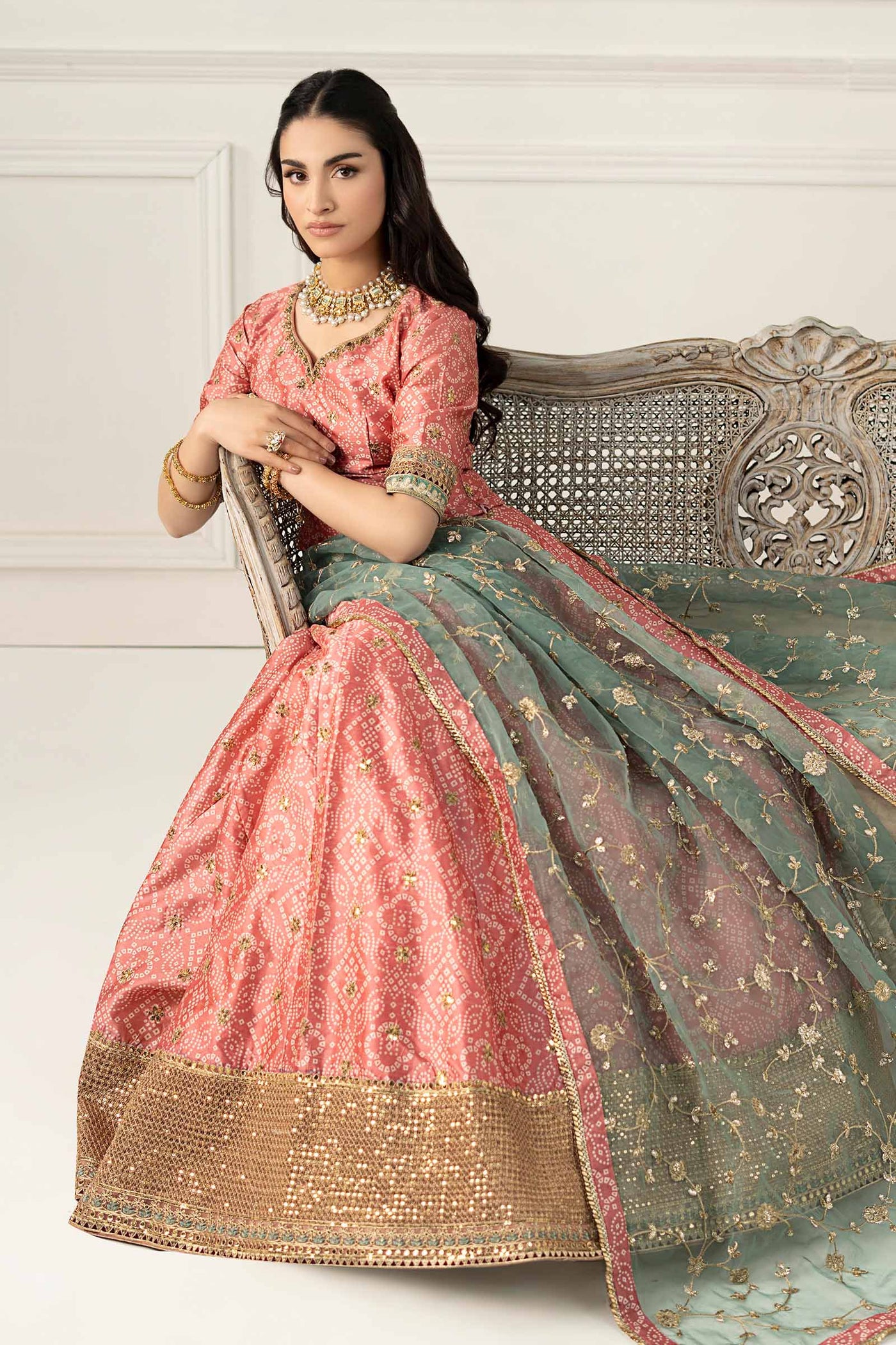 3 Piece Embroidered Raw Silk Suit