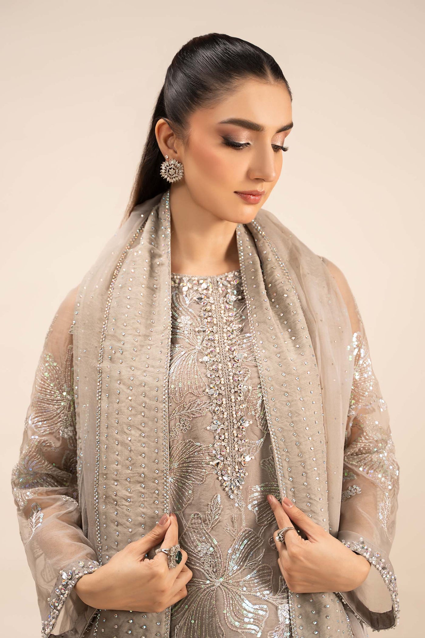 3 Piece Embroidered Organza Suit