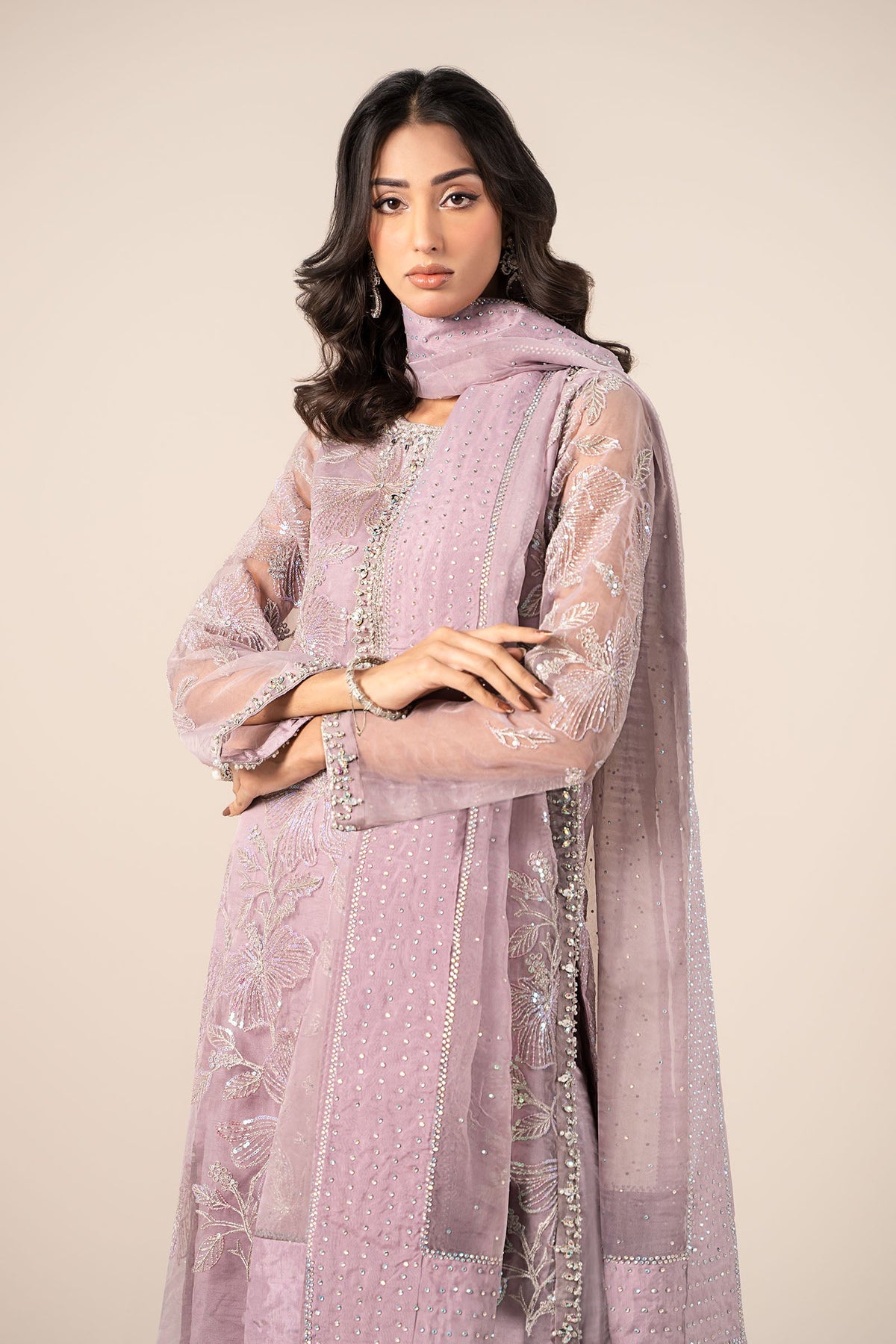 3 Piece Embroidered Organza Suit