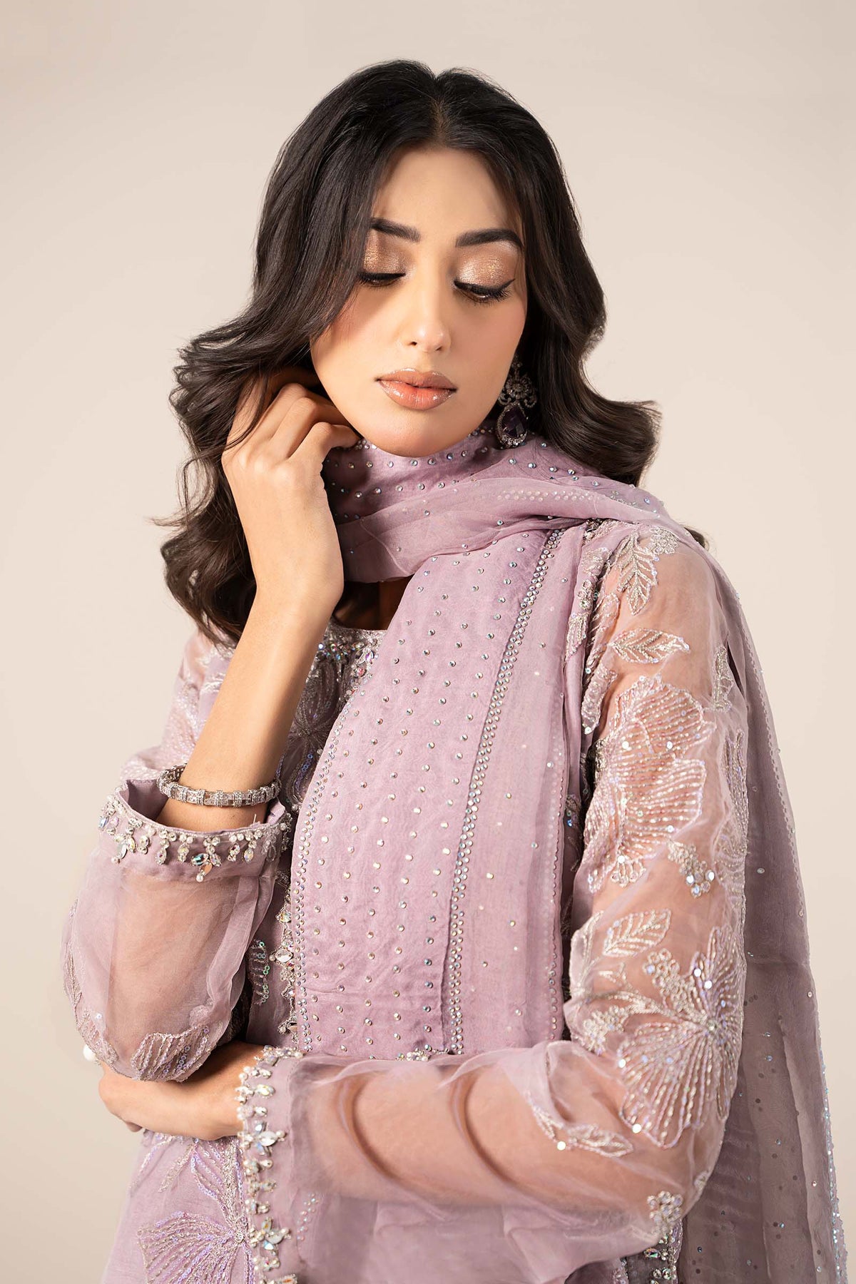 3 Piece Embroidered Organza Suit