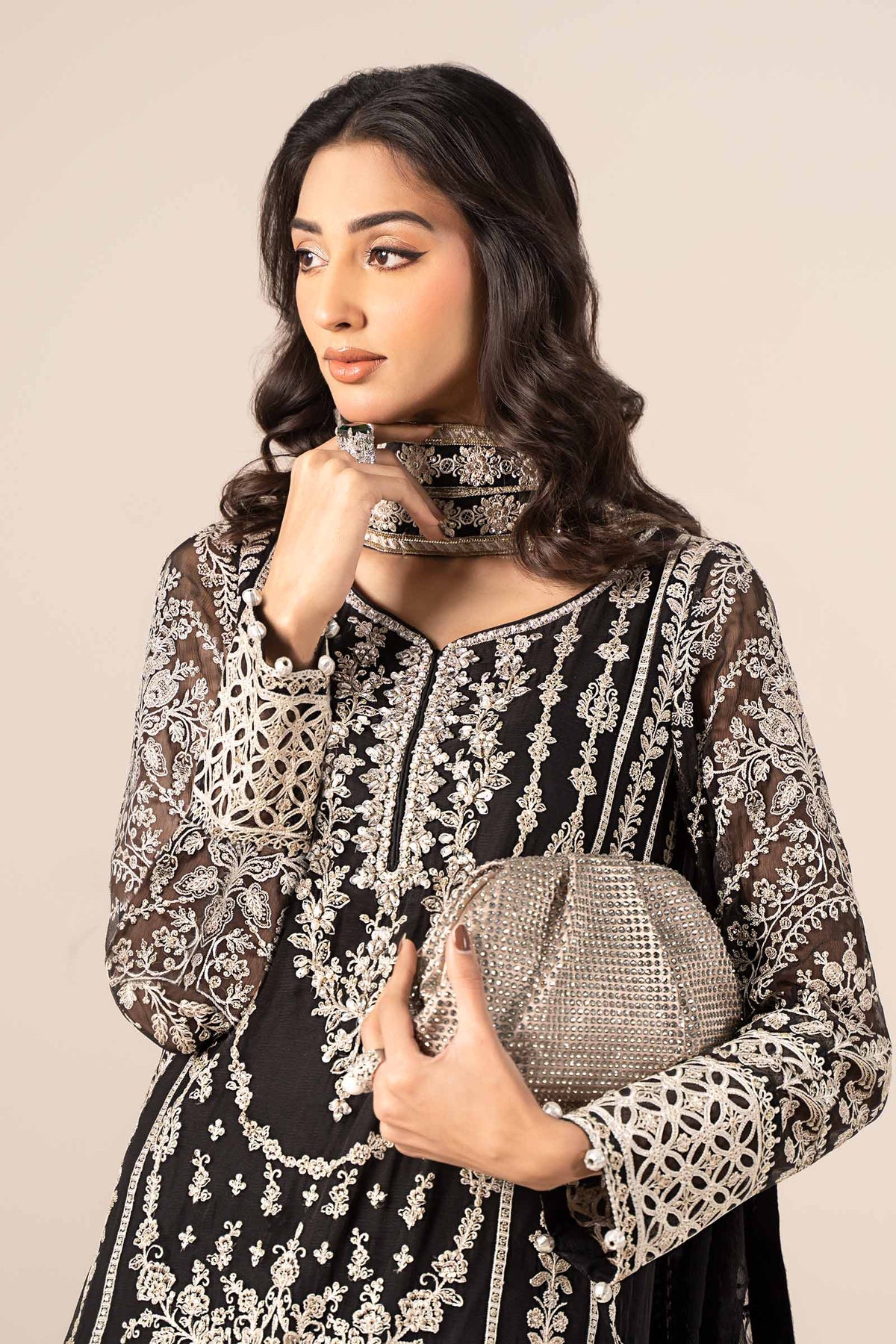 3 Piece Embroidered Chiffon Suit