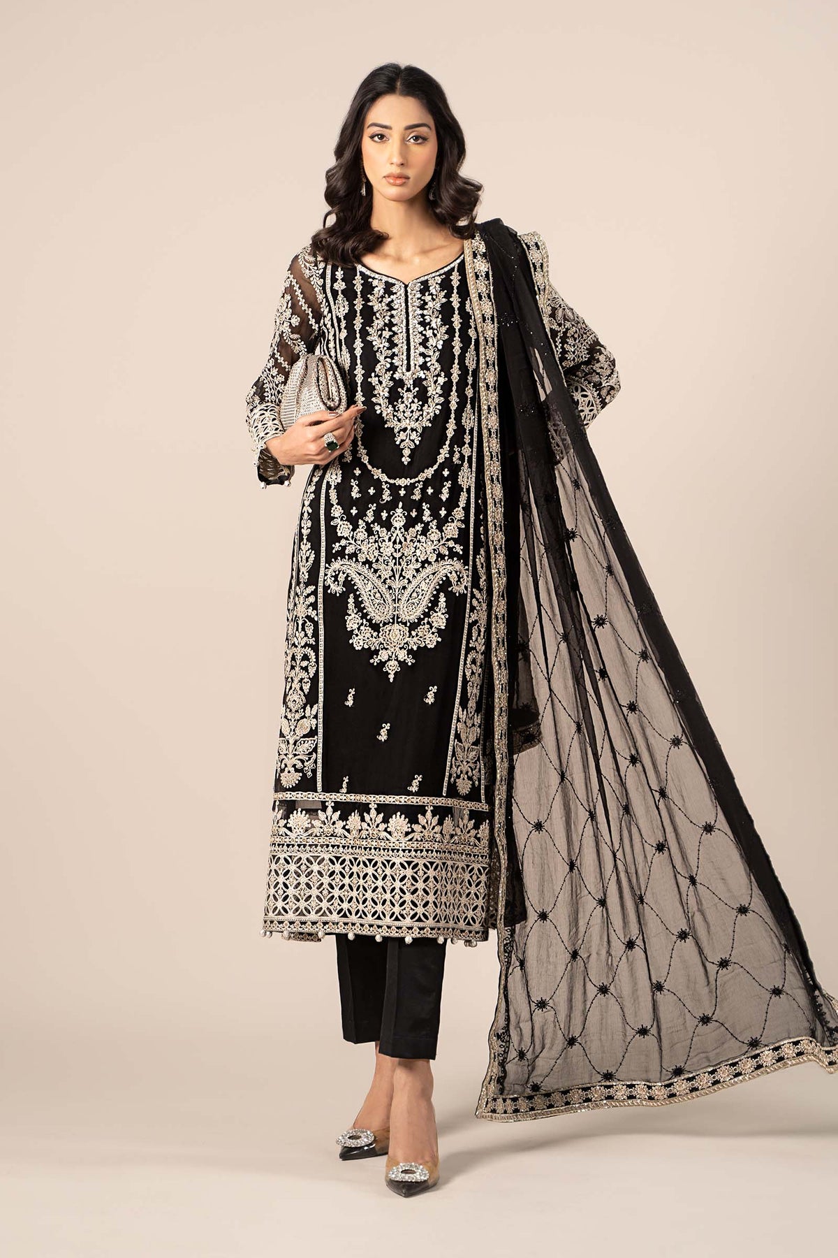 3 Piece Embroidered Chiffon Suit