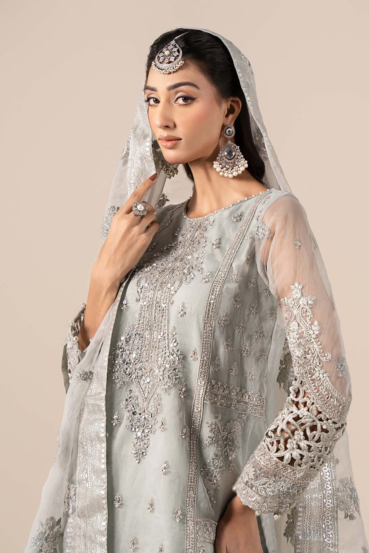 3 Piece Embroidered Organza Suit