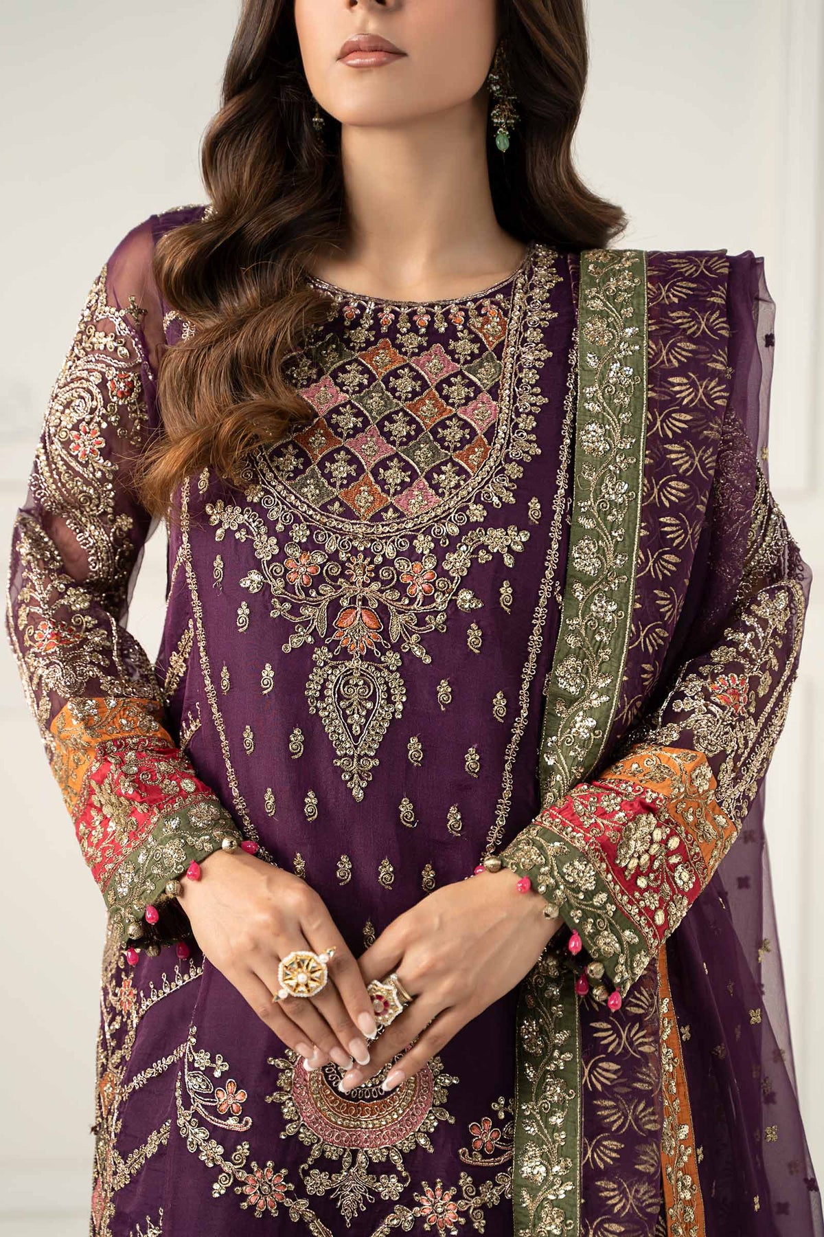 3 Piece Embroidered Organza Suit