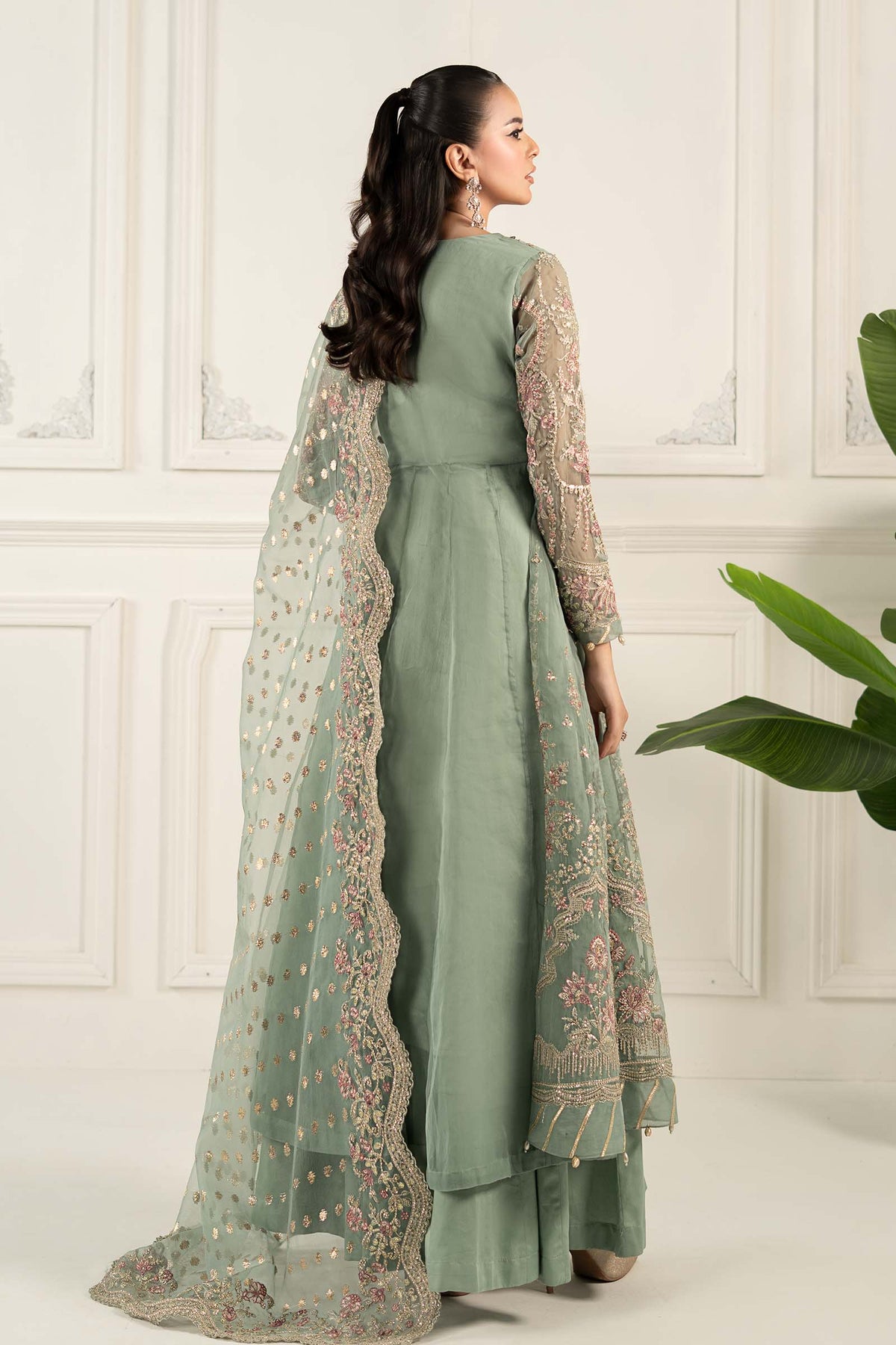3 Piece Embroidered Organza Suit
