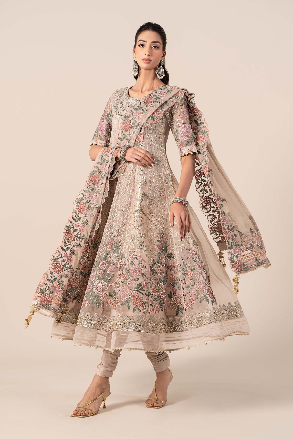 3 Piece Embroidered Organza Suit