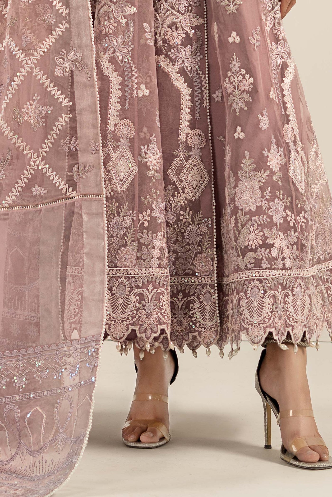 3 Piece Embroidered Organza Suit