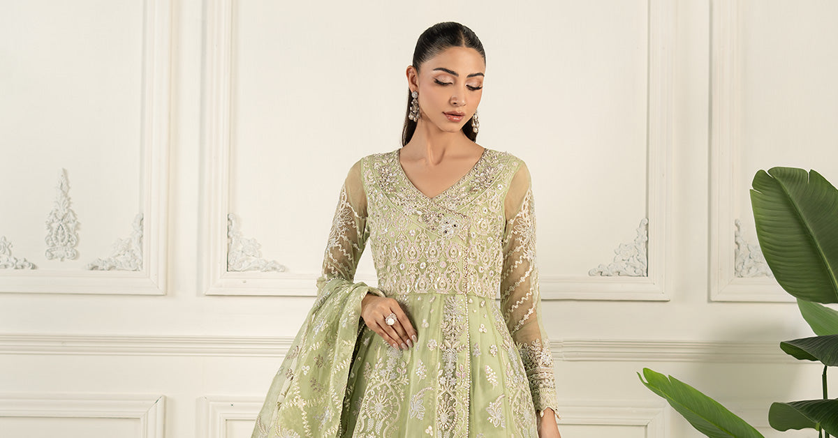3 Piece Embroidered Organza Suit