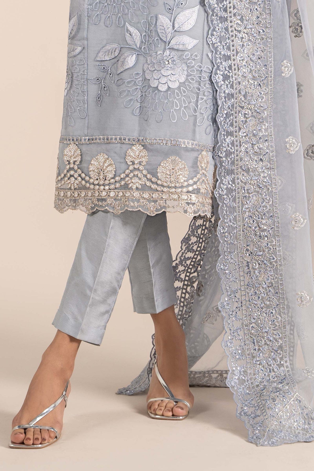 3 Piece Embroidered Organza Suit