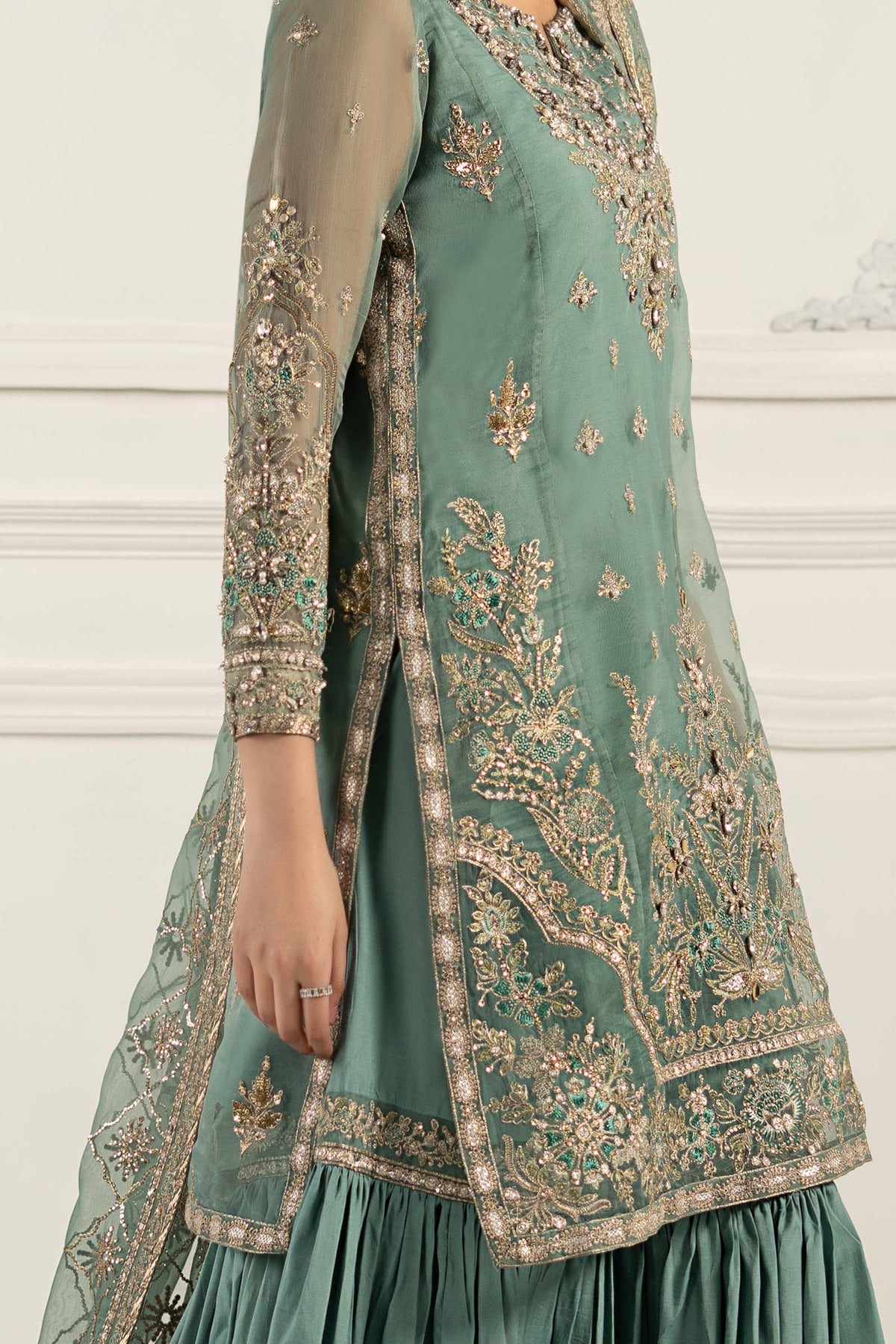 3 Piece Embroidered Organza Suit