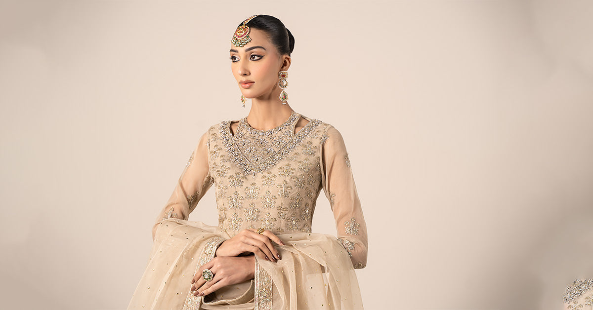 3 Piece Embroidered Organza Suit