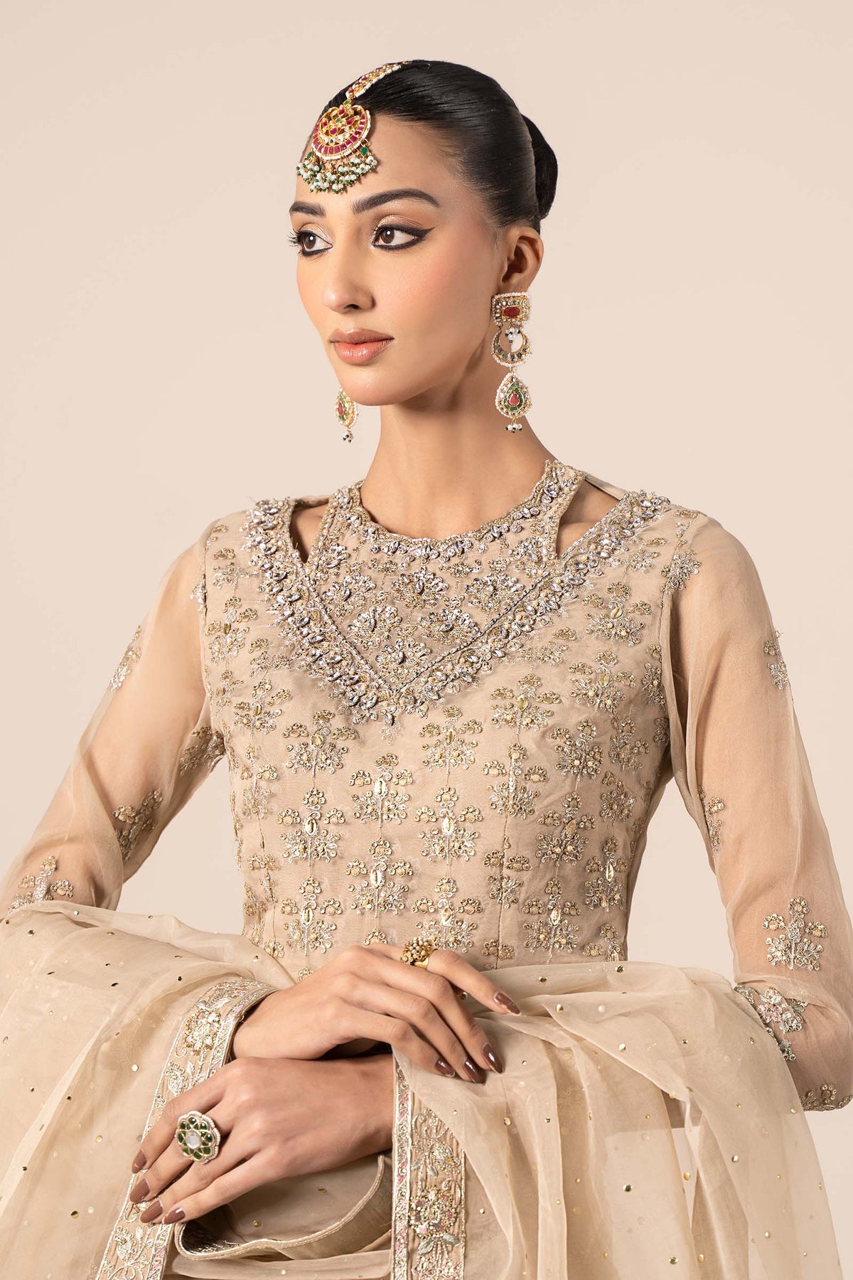 3 Piece Embroidered Organza Suit