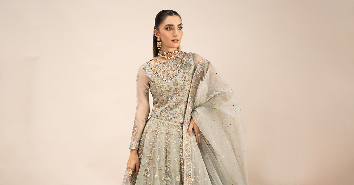 3 Piece Embroidered Organza Suit