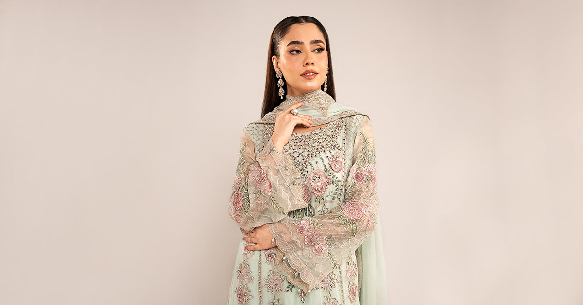 3 Piece Embroidered Chiffon Suit
