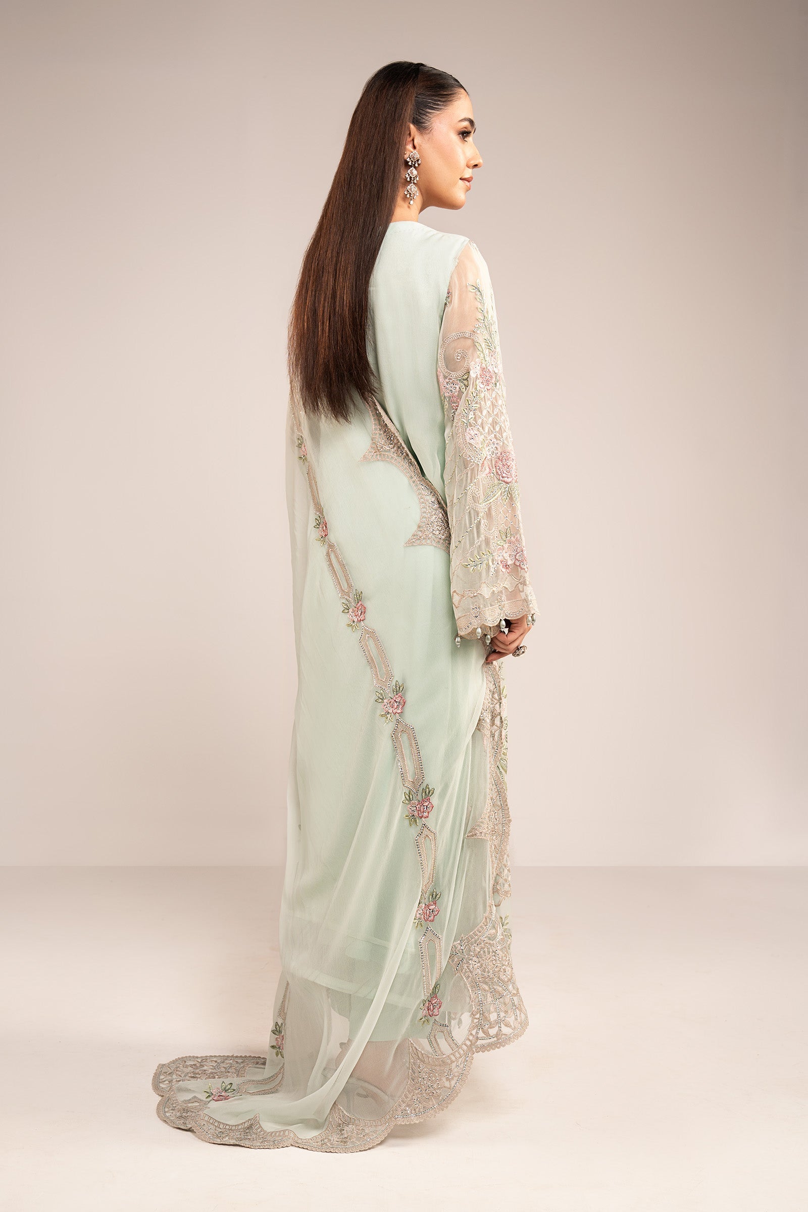 3 Piece Embroidered Chiffon Suit