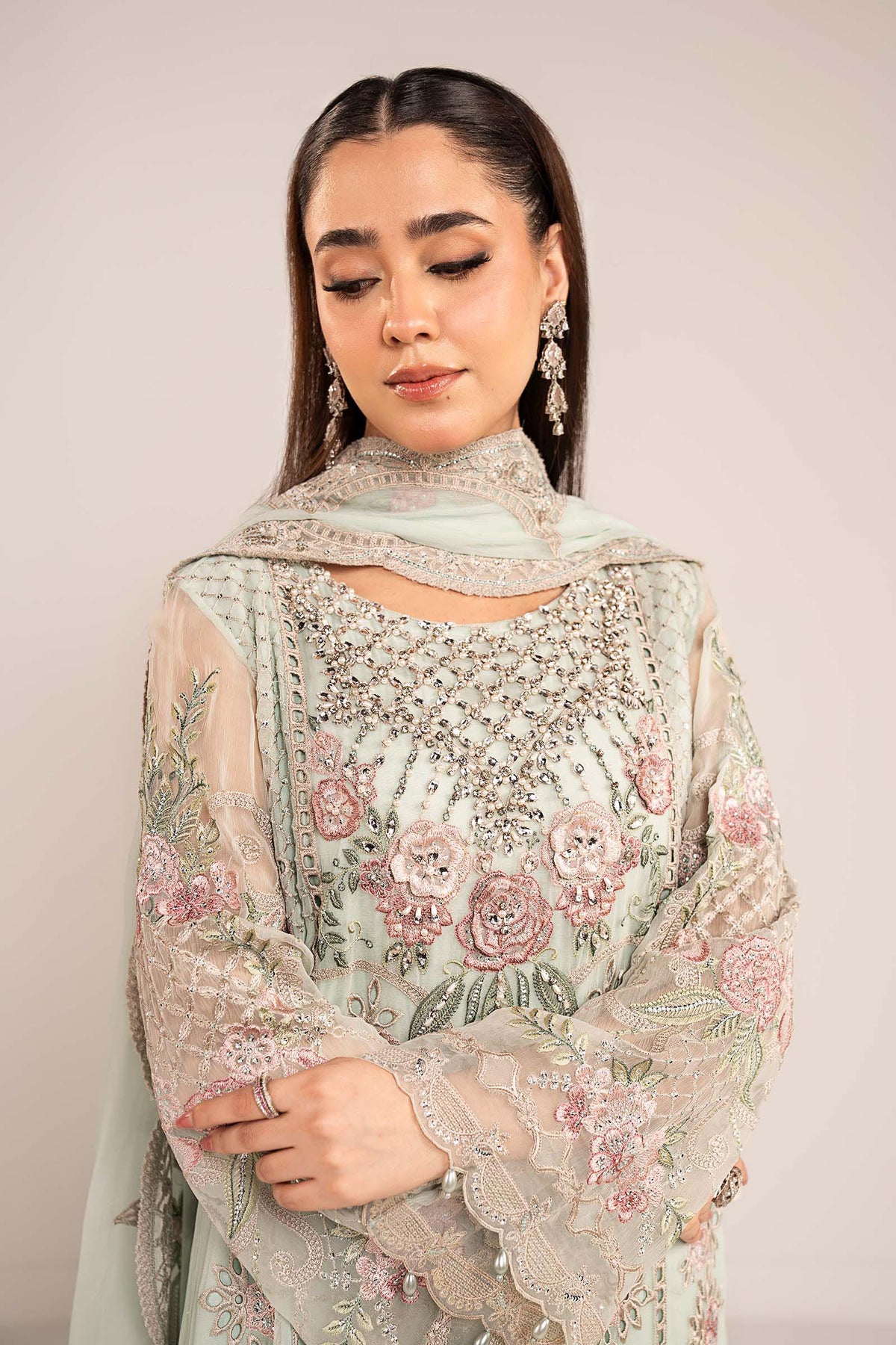 3 Piece Embroidered Chiffon Suit