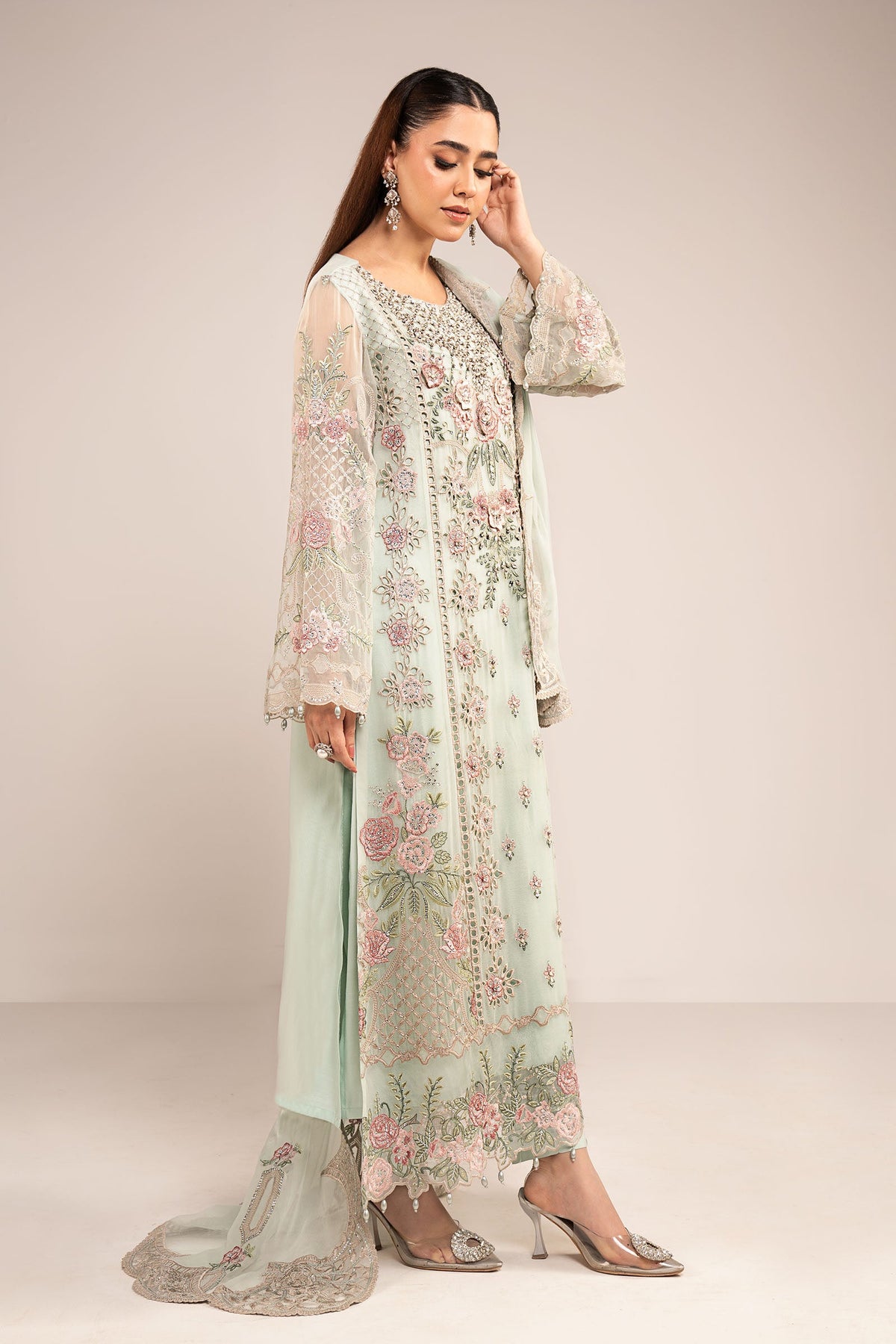3 Piece Embroidered Chiffon Suit