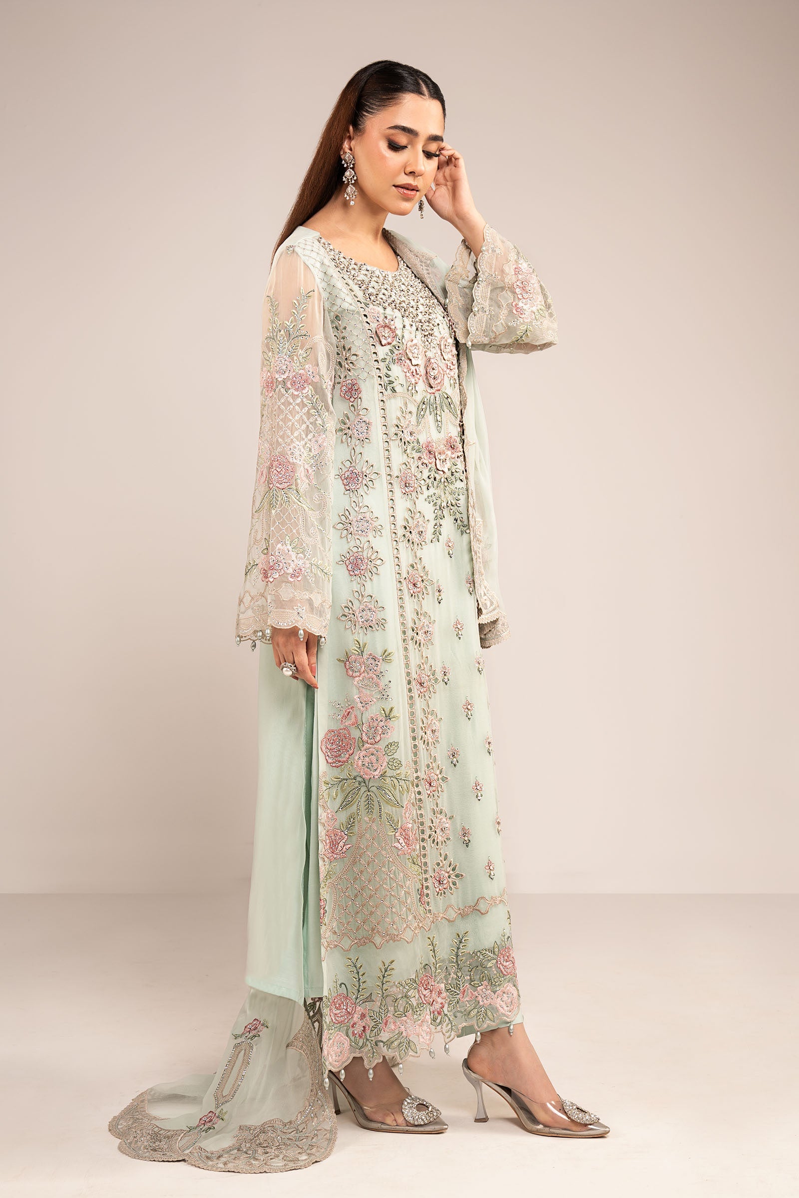 3 Piece Embroidered Chiffon Suit
