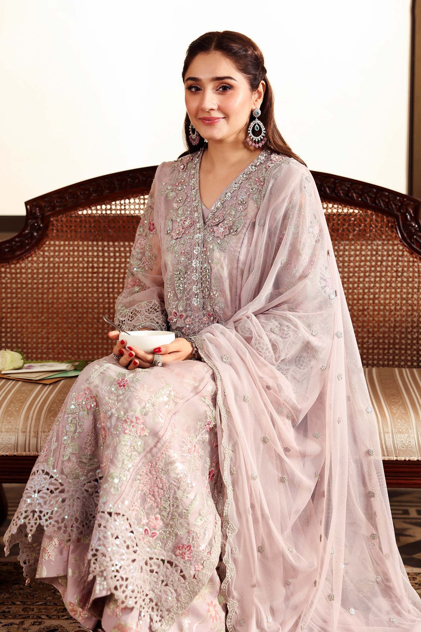 3 Piece Embroidered Organza Suit