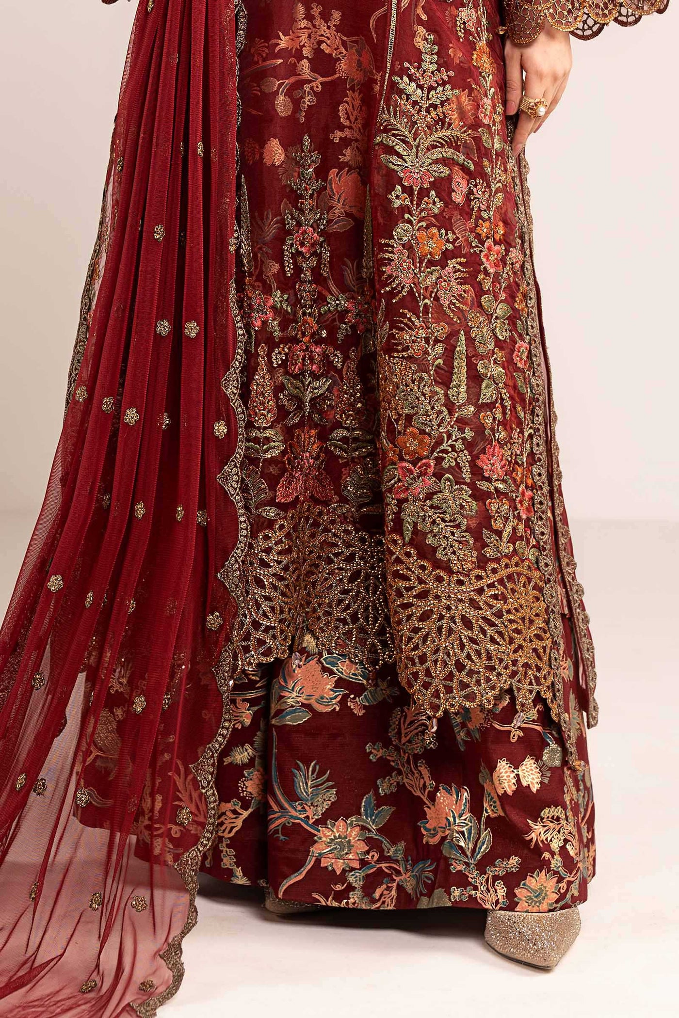 3 Piece Embroidered Organza Suit