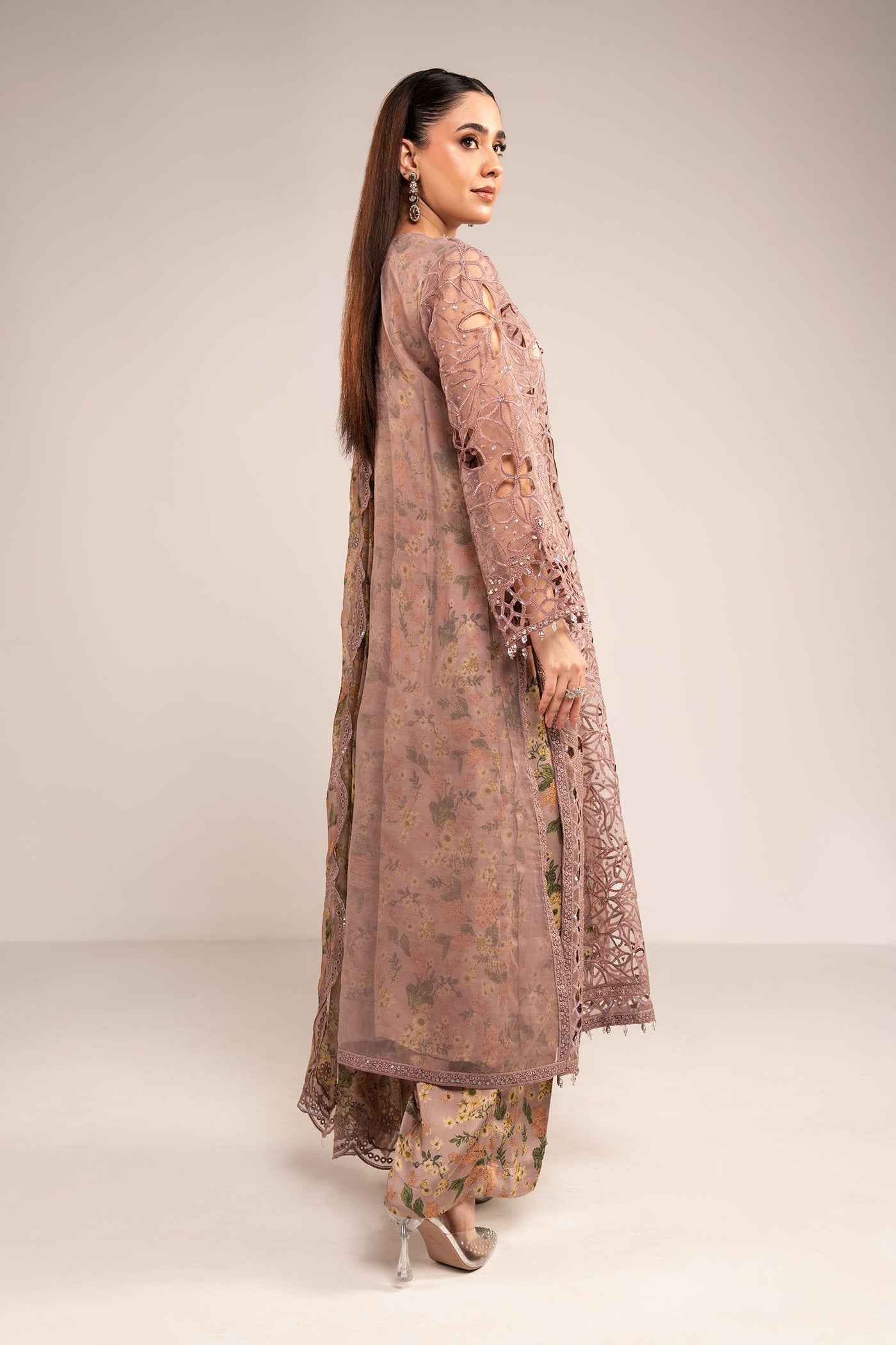 3 Piece Embroidered Organza Suit
