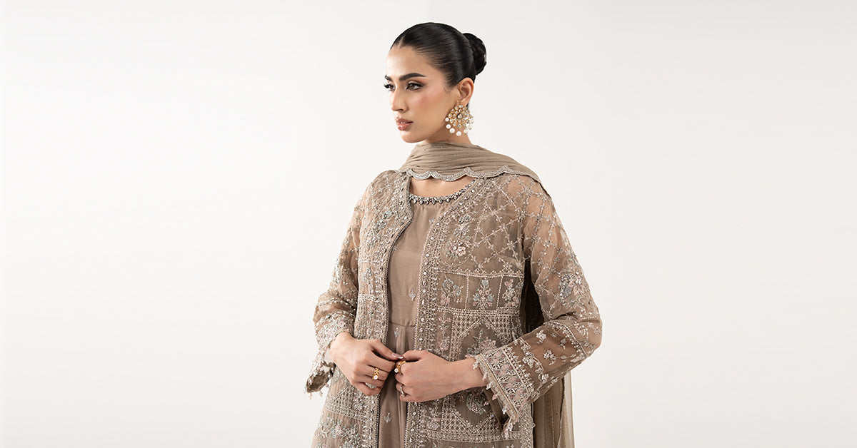 3 Piece Embroidered Organza Suit