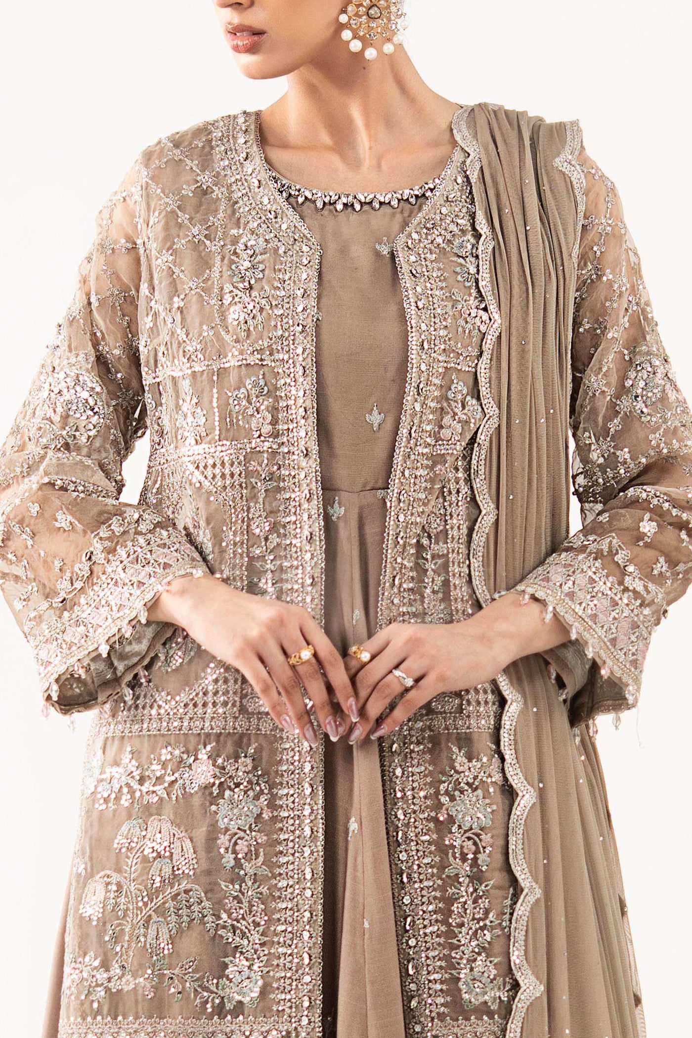 3 Piece Embroidered Organza Suit